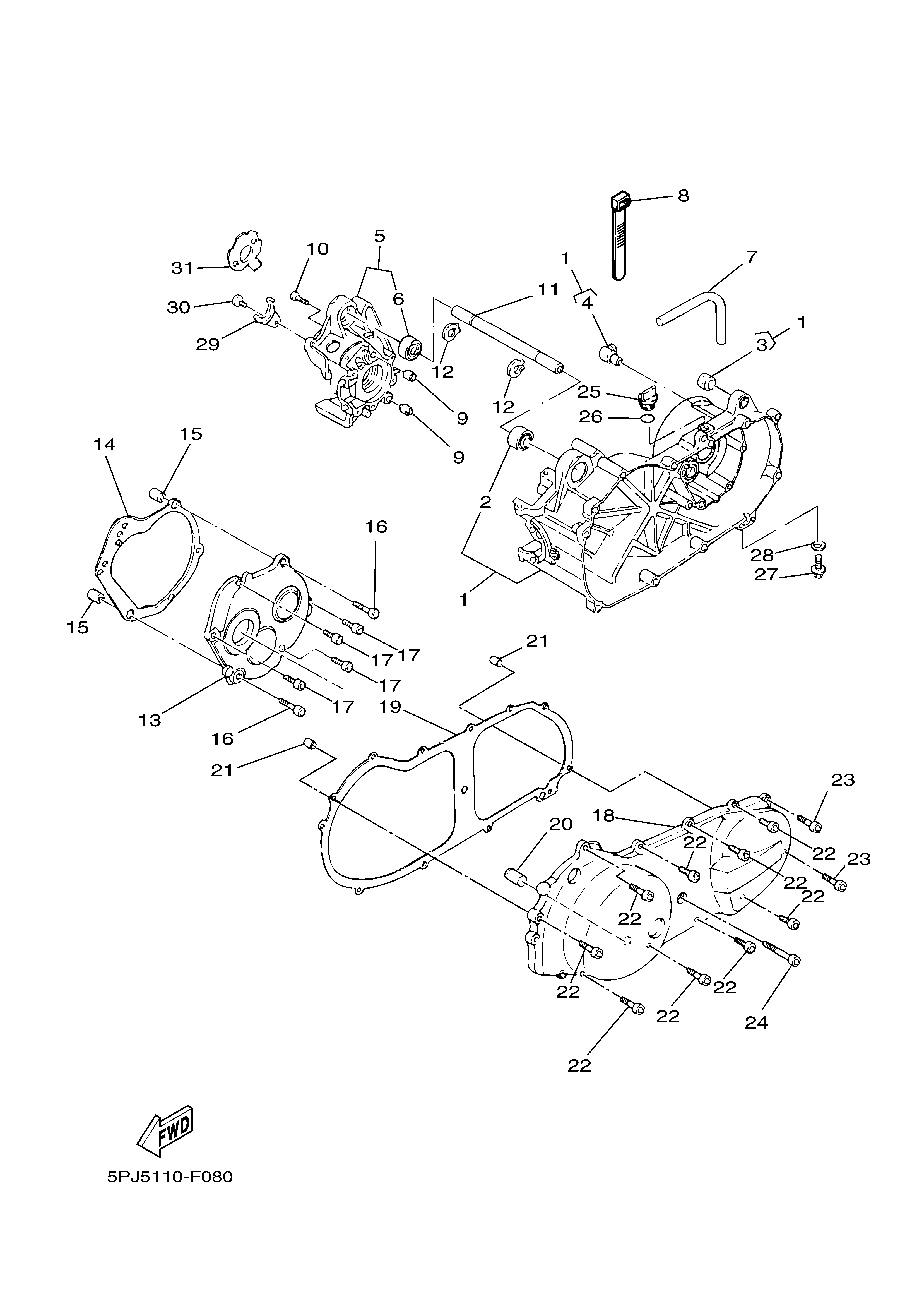 CRANKCASE Sơ đồ tách chi tiết