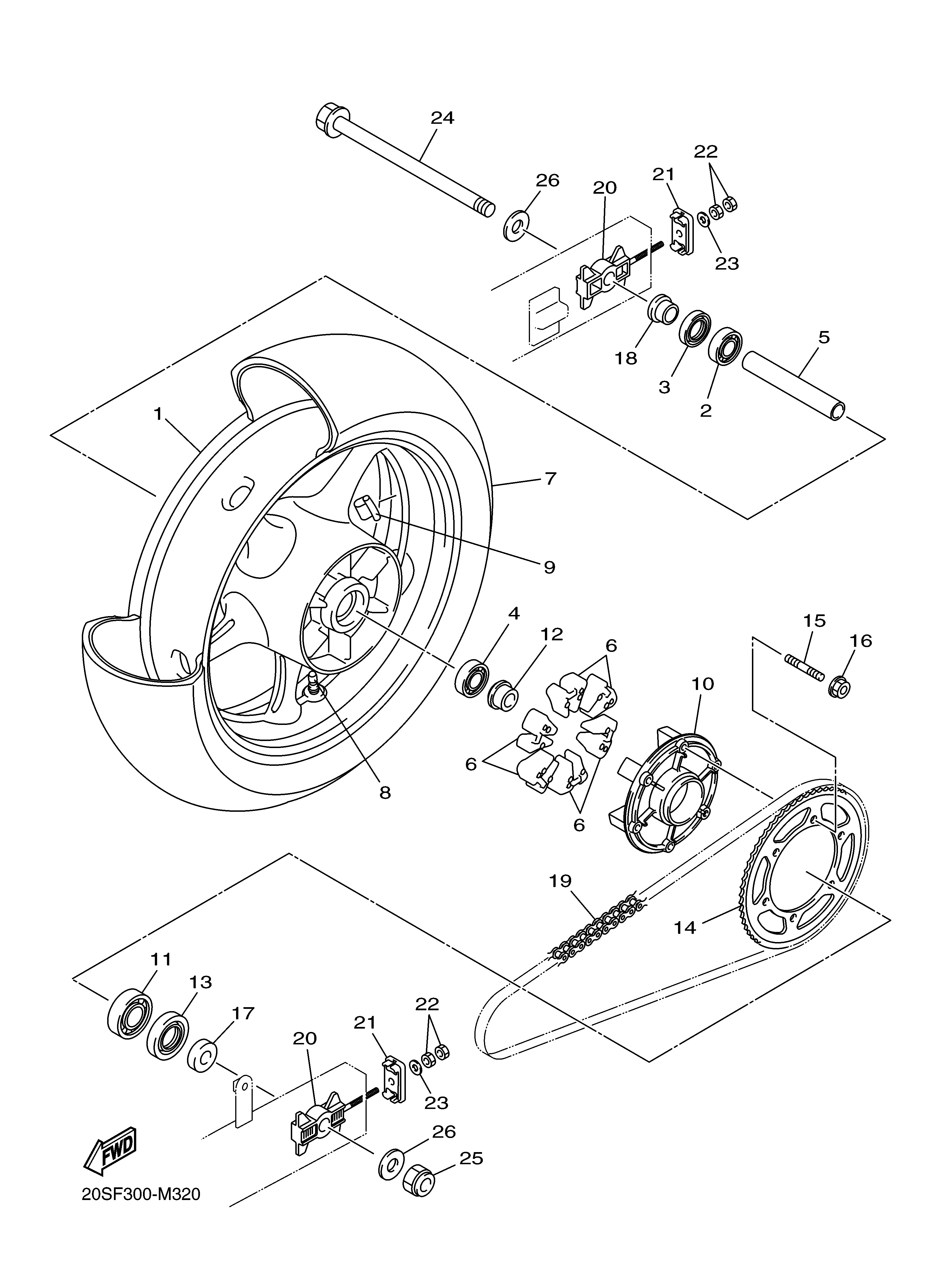 REAR WHEEL ภาพแยกชิ้นส่วน