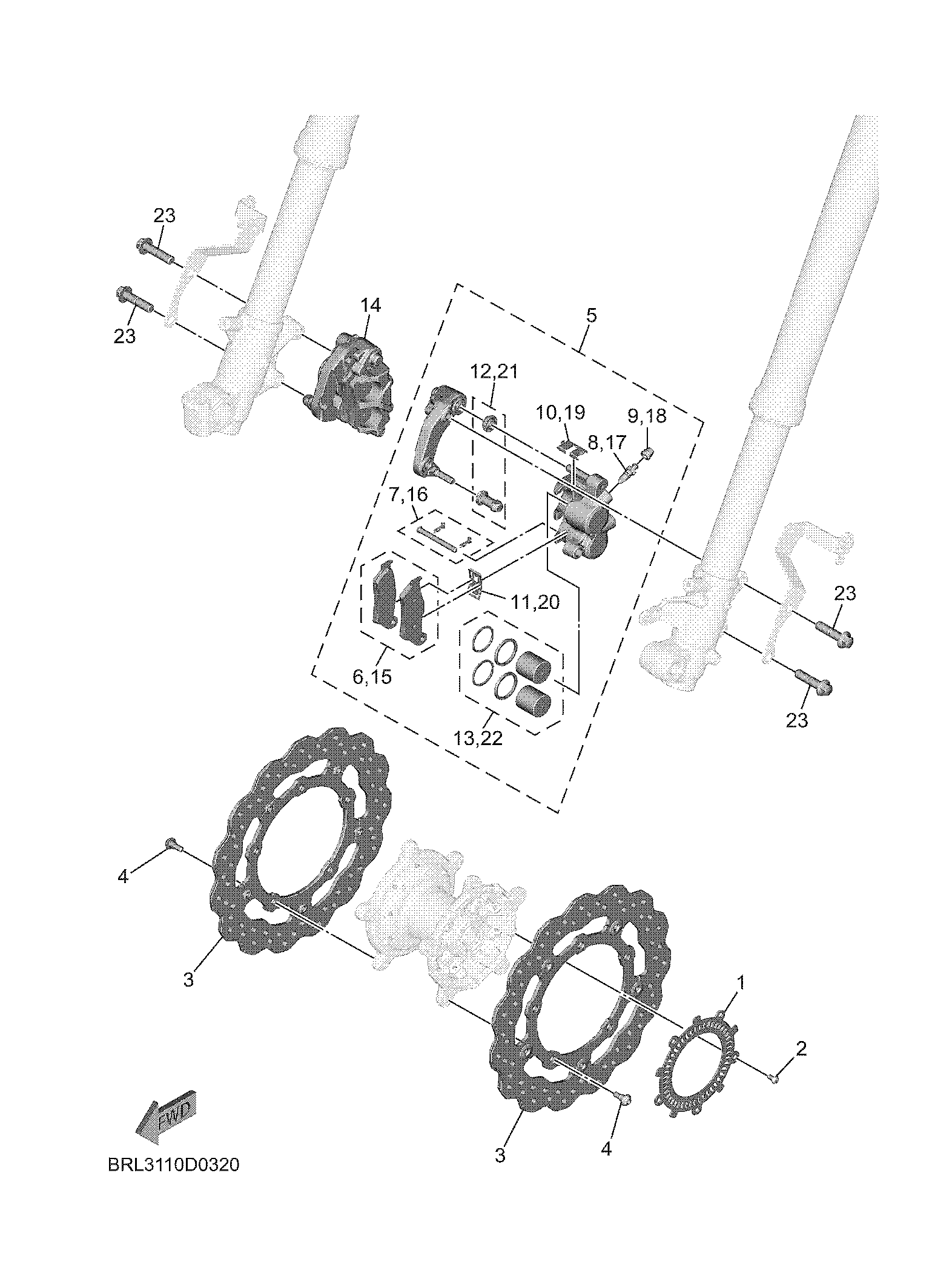 FRONT BRAKE CALIPER Vistas explodidas