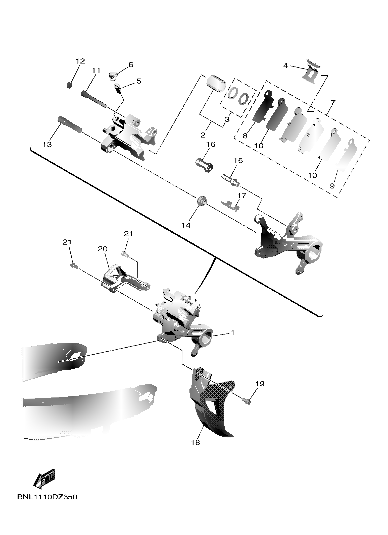 REAR BRAKE CALIPER ภาพแยกชิ้นส่วน