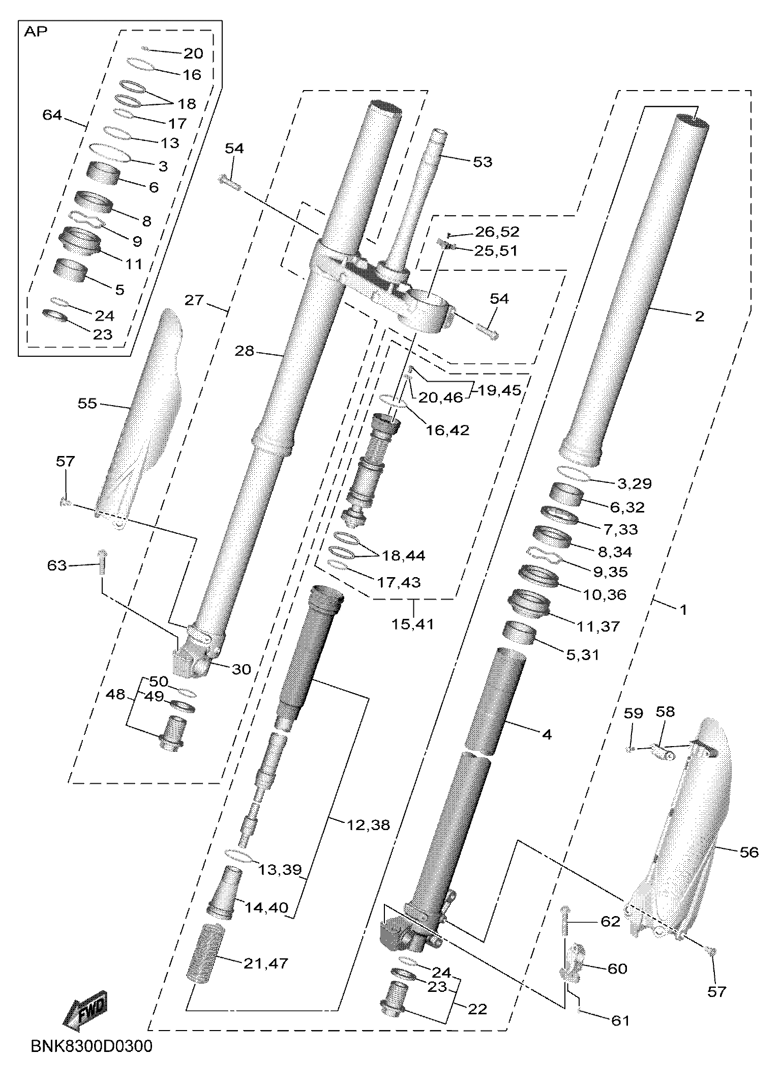 FRONT FORK ภาพแยกชิ้นส่วน