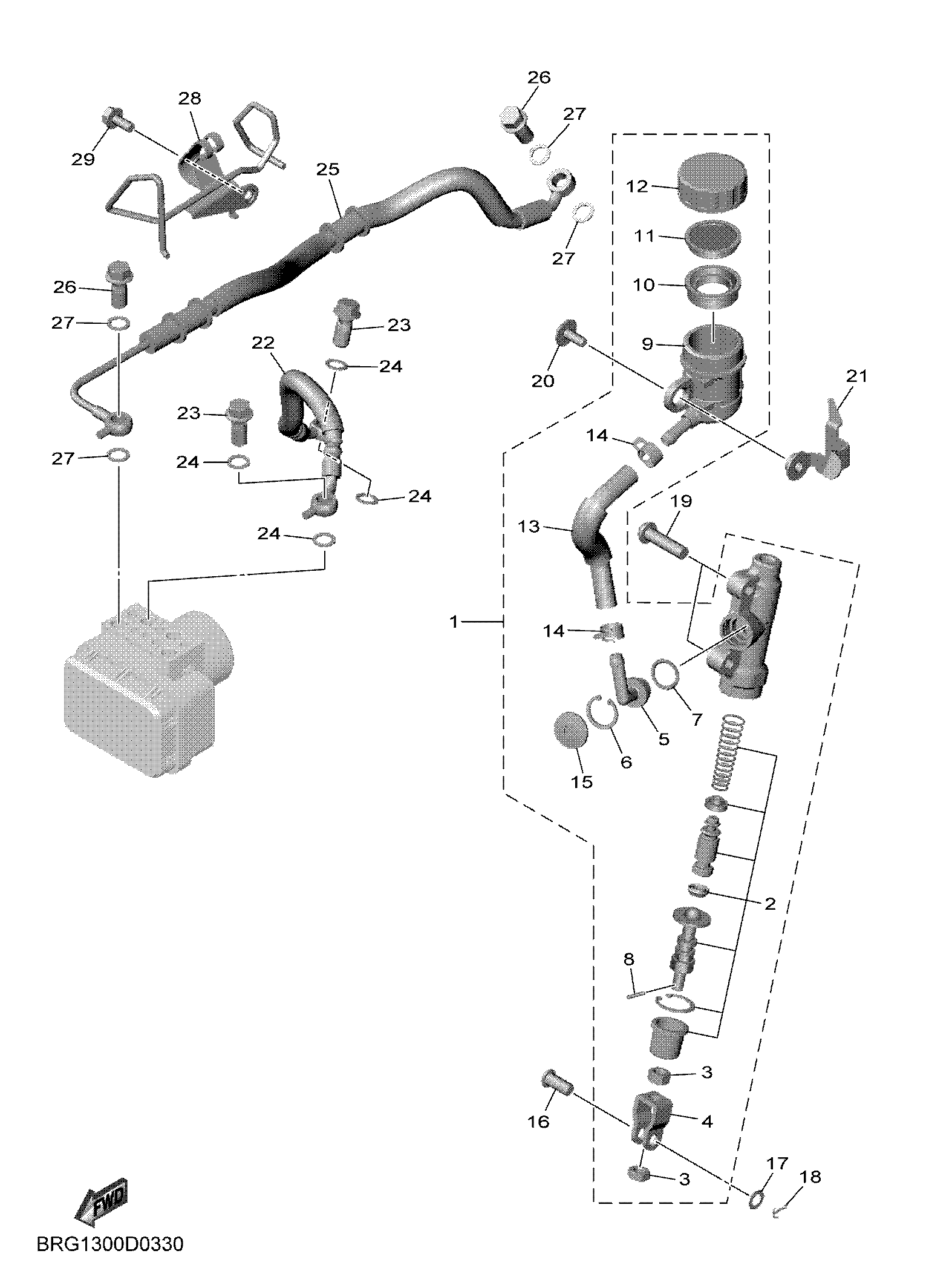 REAR MASTER CYLINDER ภาพแยกชิ้นส่วน