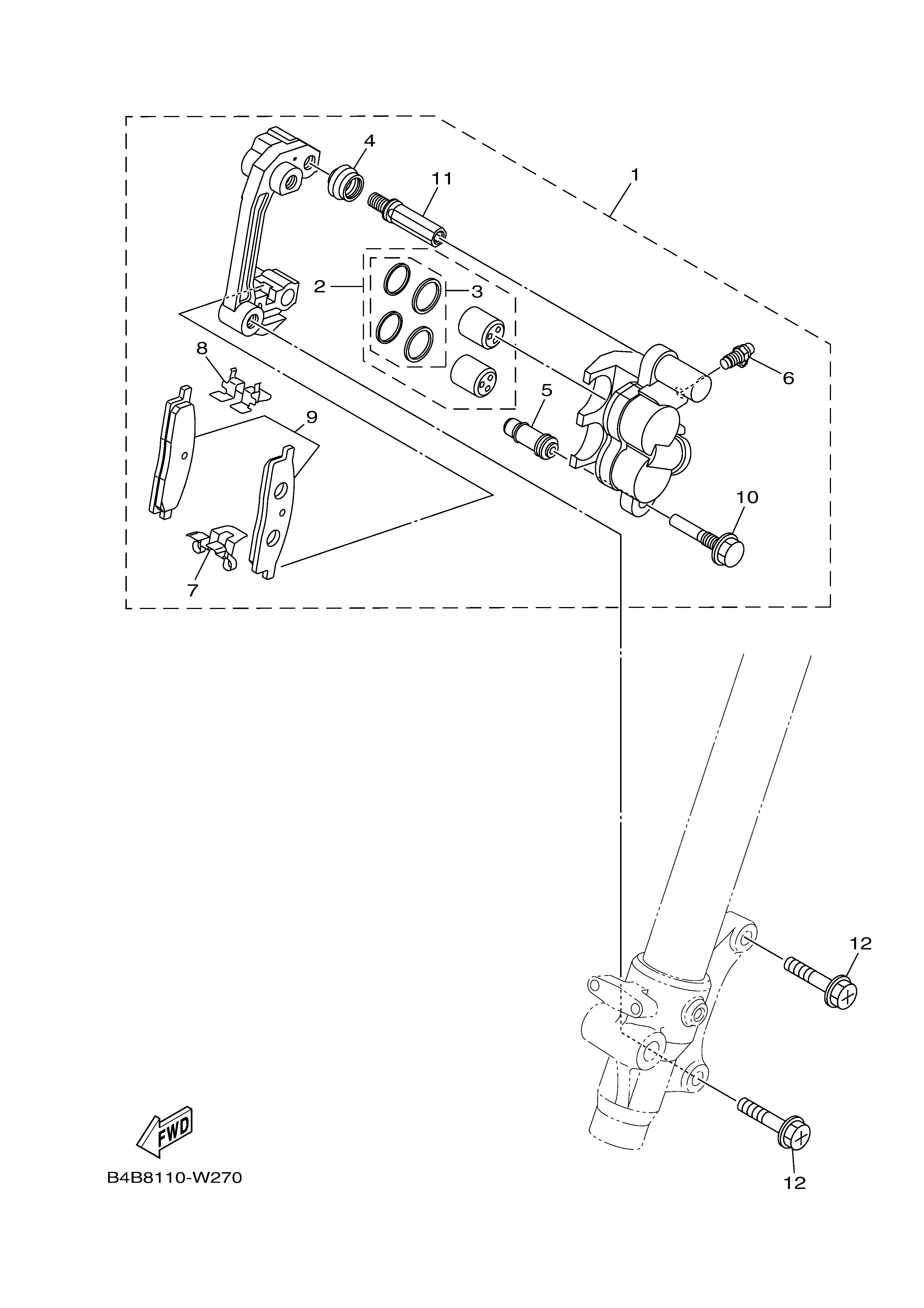 FRONT BRAKE CALIPER ภาพแยกชิ้นส่วน