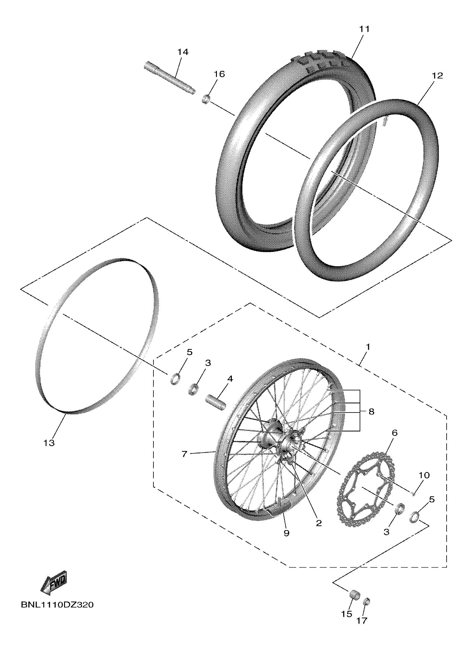 FRONT WHEEL ภาพแยกชิ้นส่วน