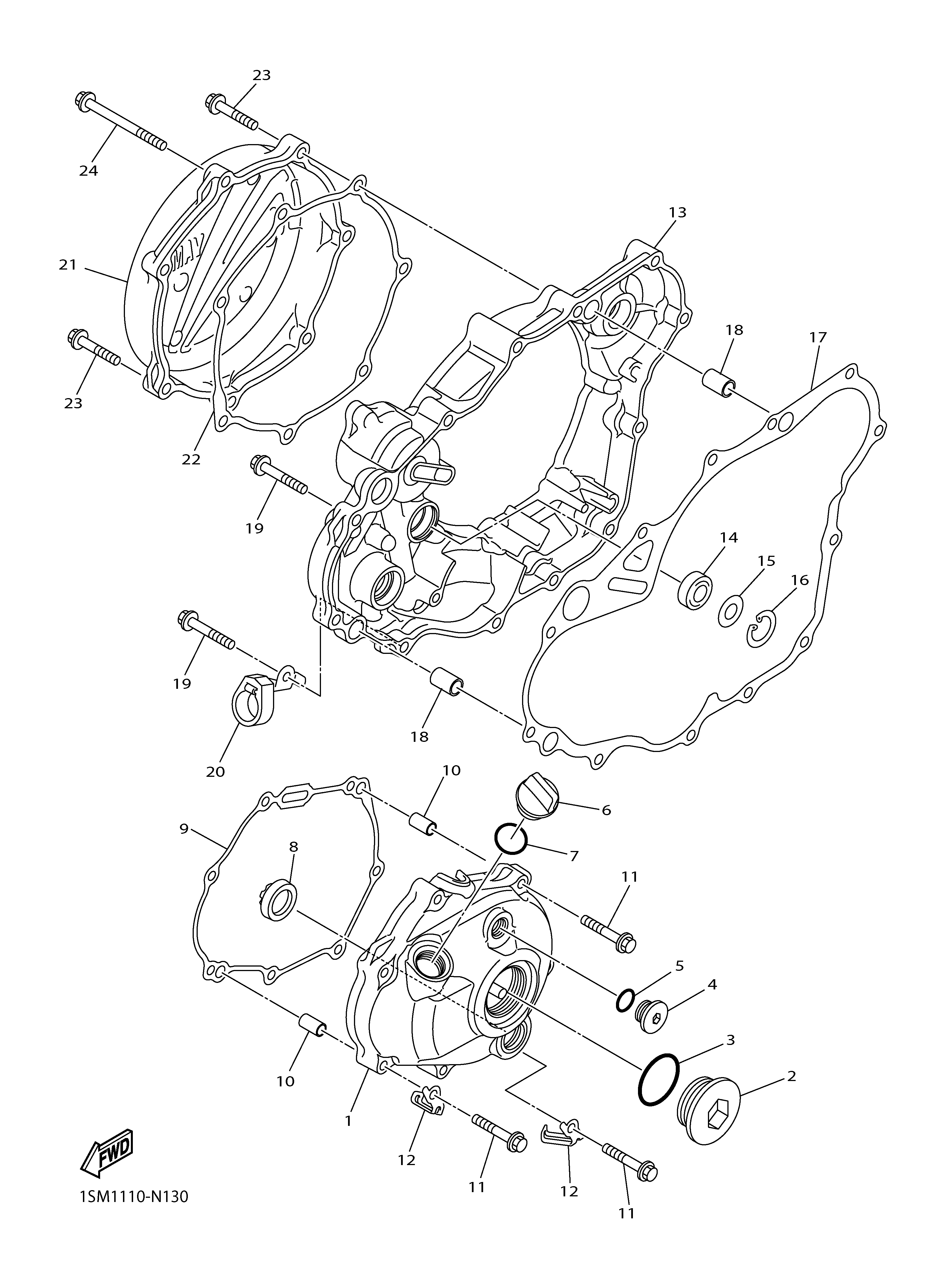 CRANKCASE COVER 1 ภาพแยกชิ้นส่วน