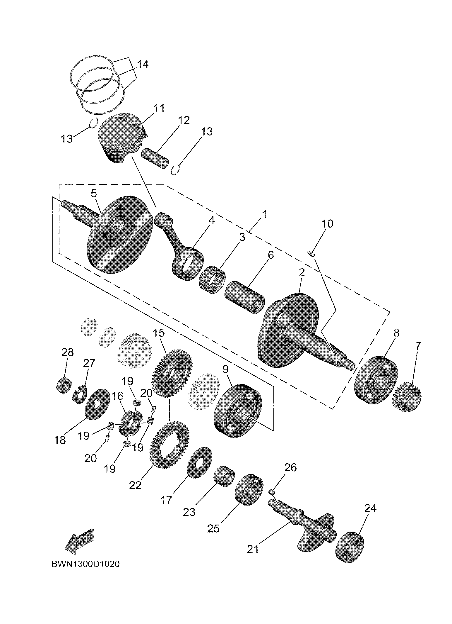 CRANKSHAFT & PISTON 爆炸图