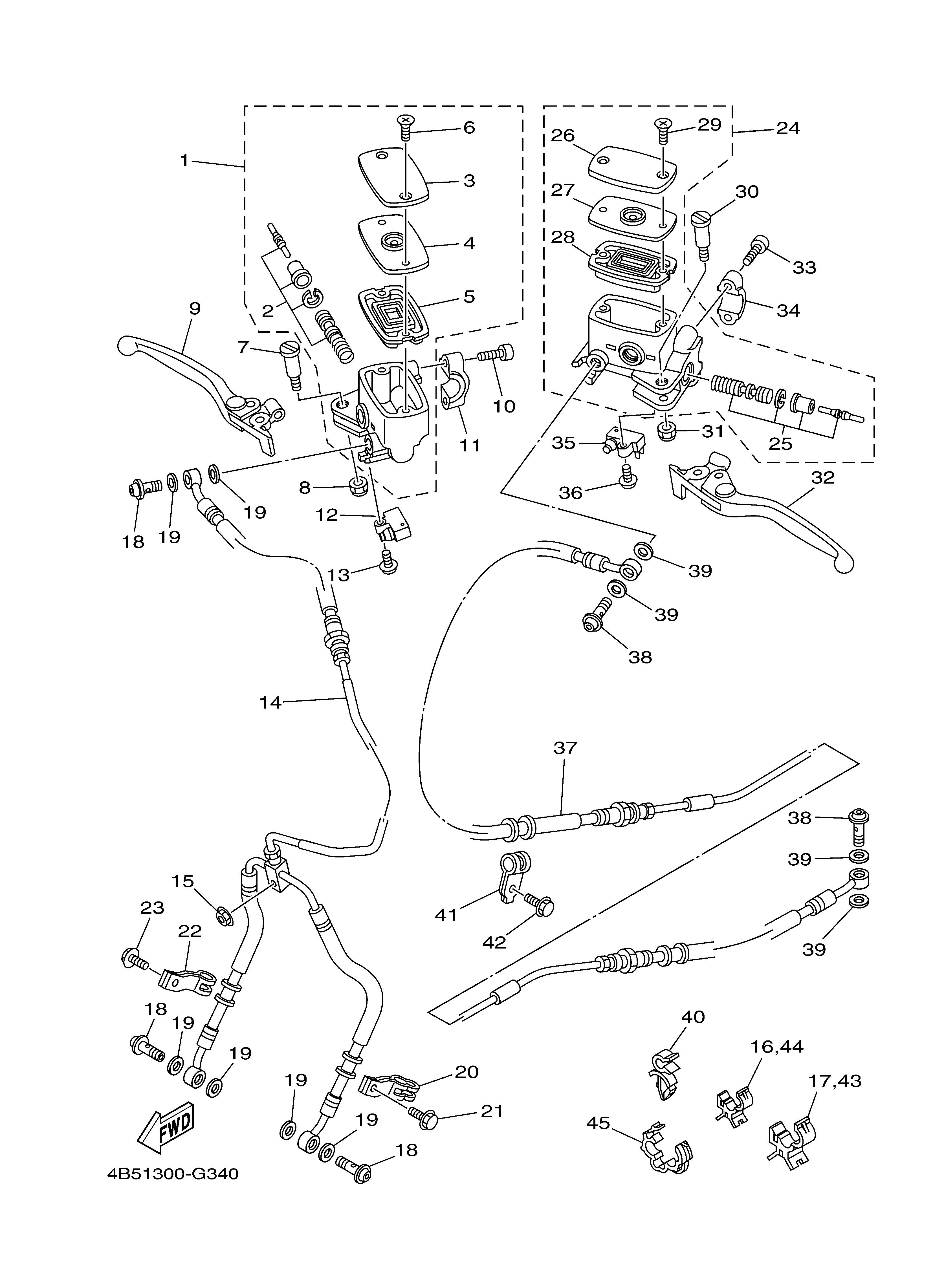 FRONT MASTER CYLINDER Diagram terurai