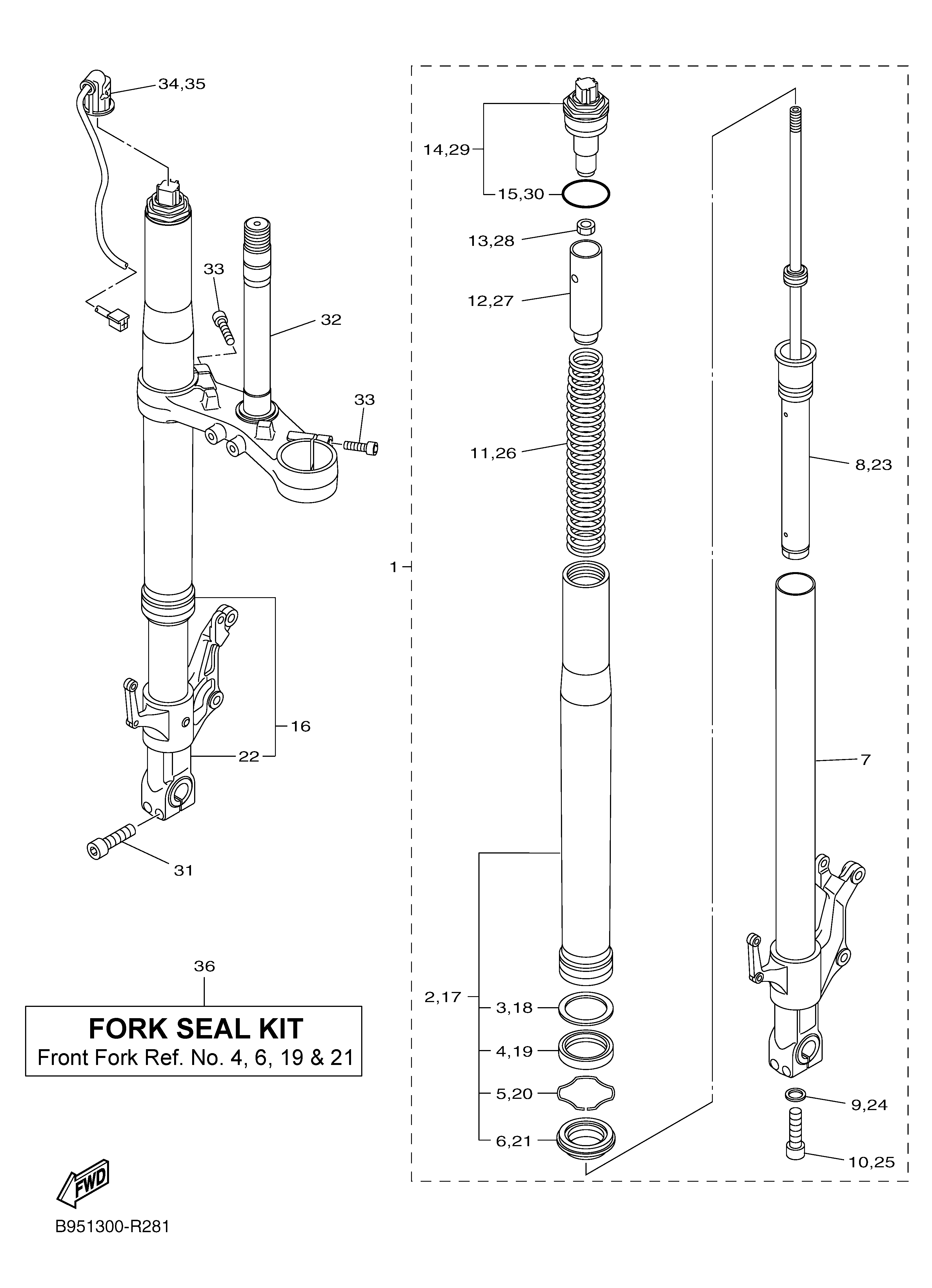 FRONT FORK Exploded diagrams