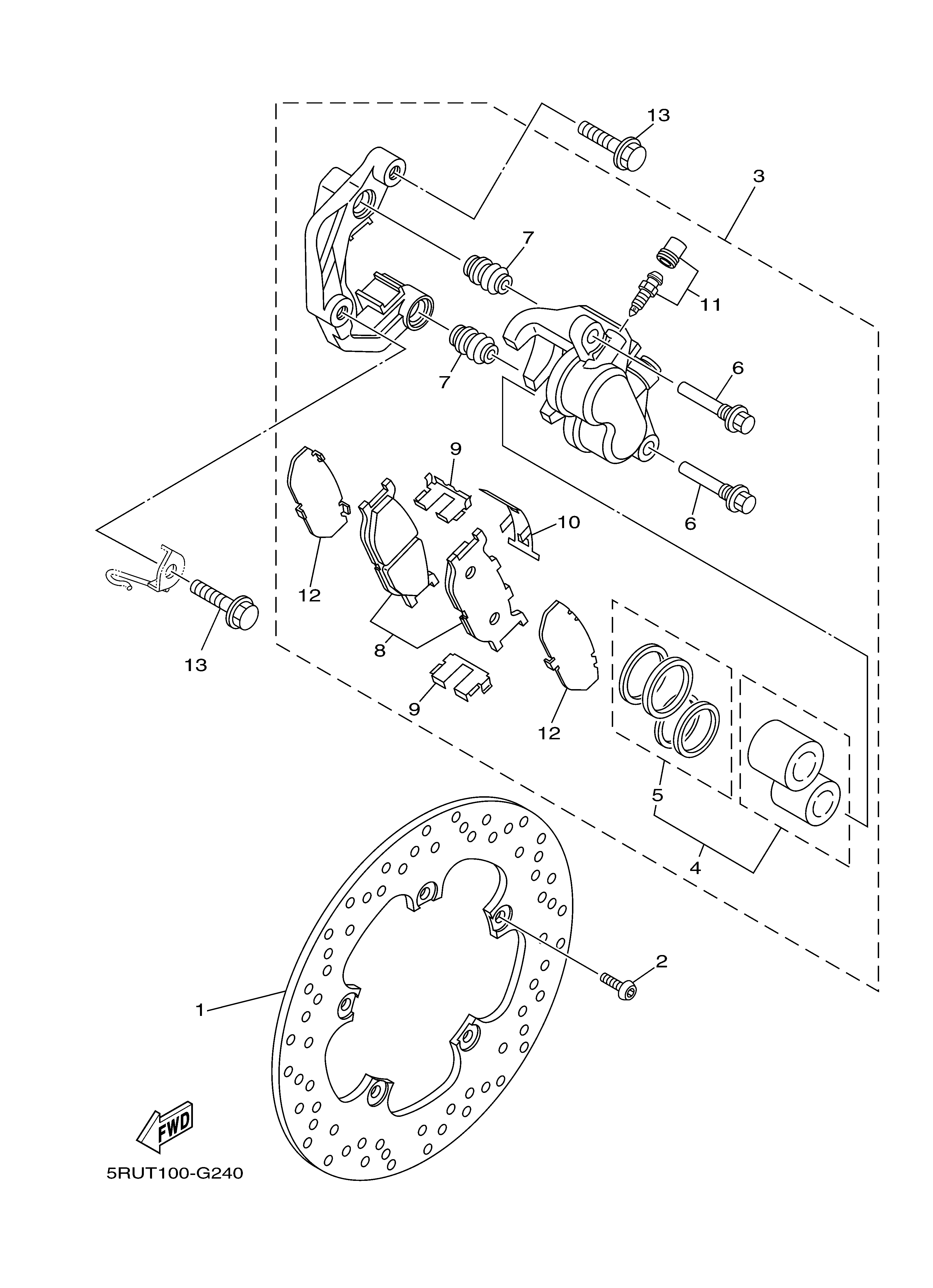 FRONT BRAKE CALIPER ภาพแยกชิ้นส่วน