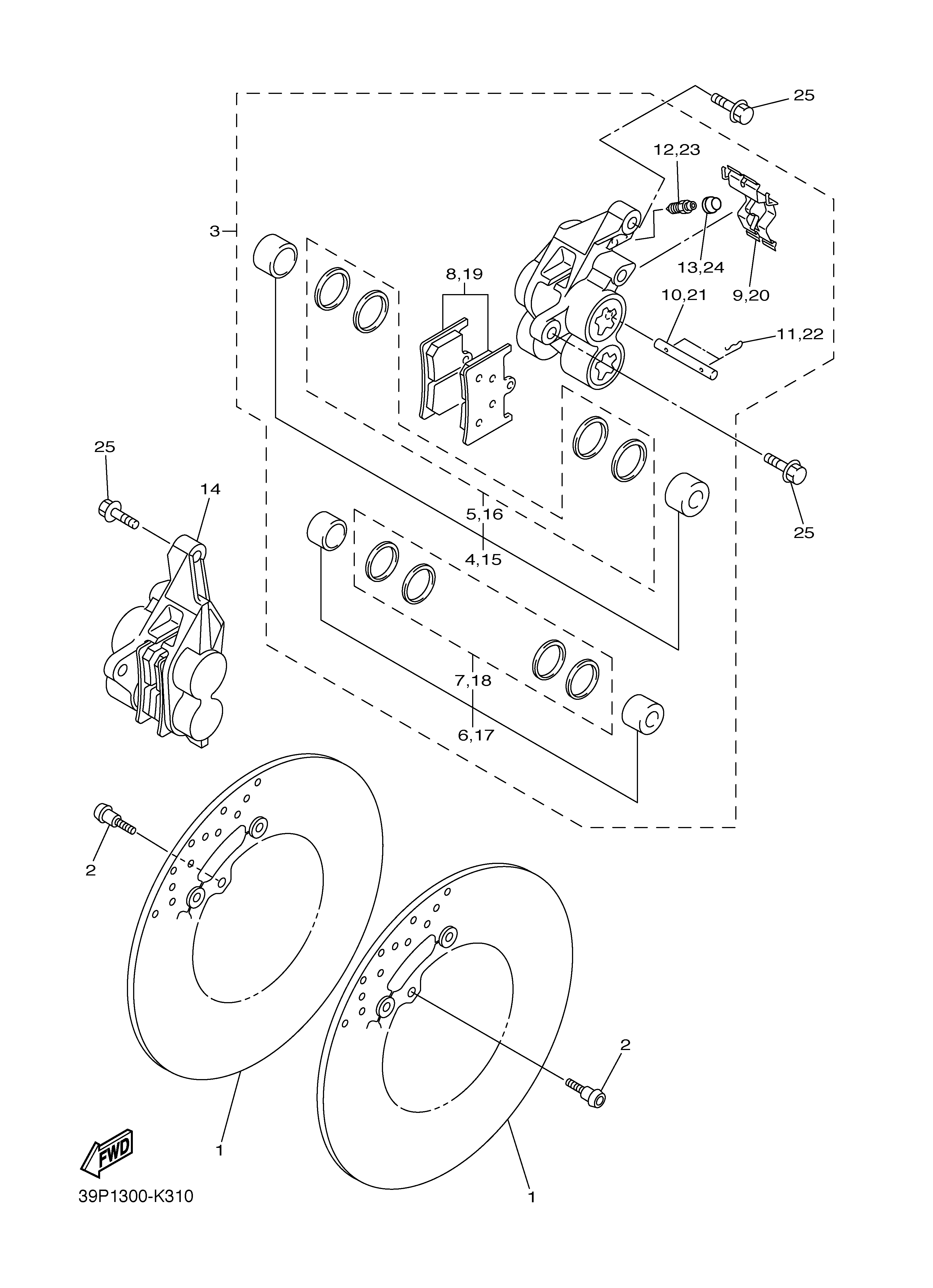FRONT BRAKE CALIPER ภาพแยกชิ้นส่วน