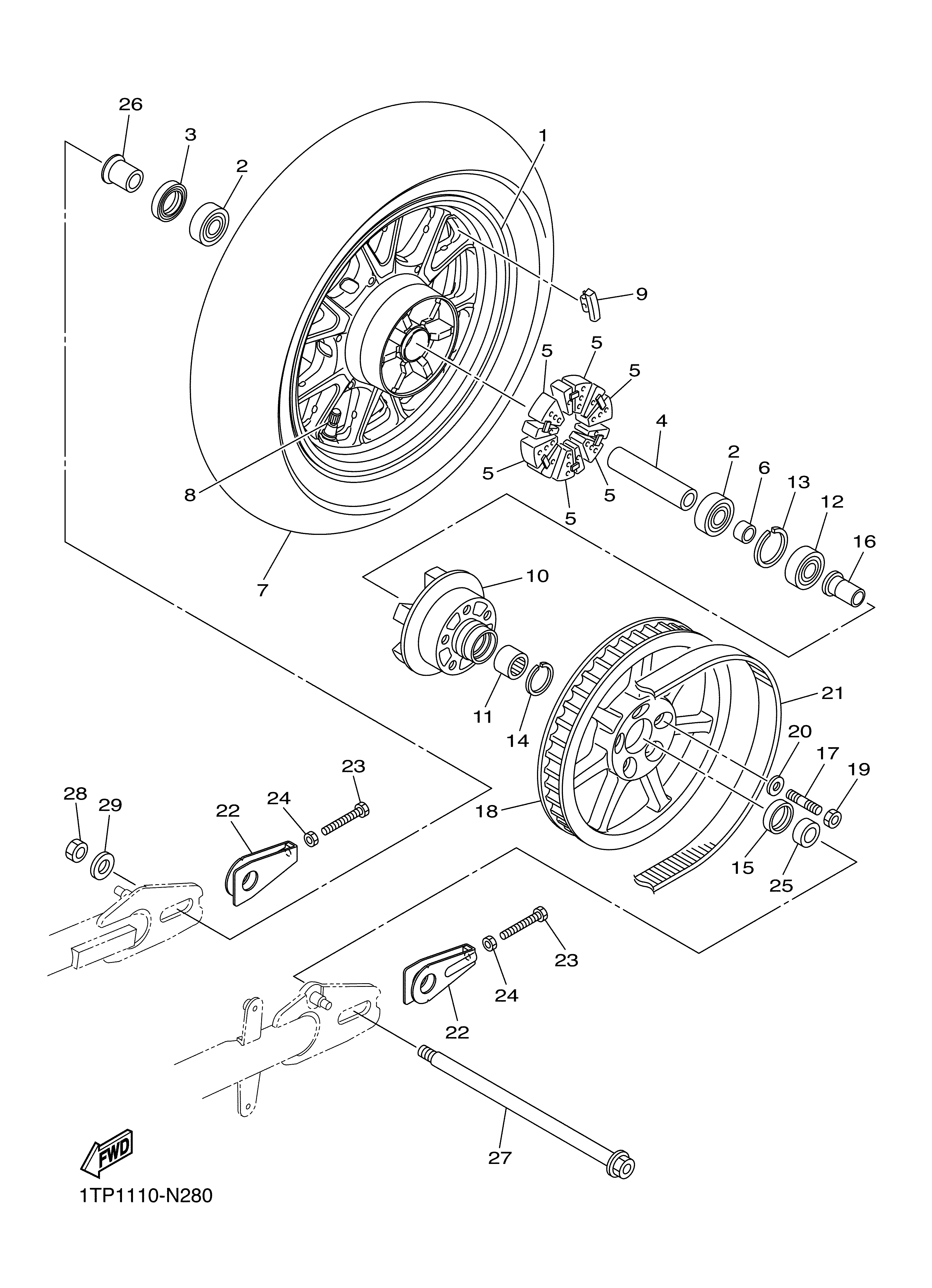 REAR WHEEL Sơ đồ tách chi tiết