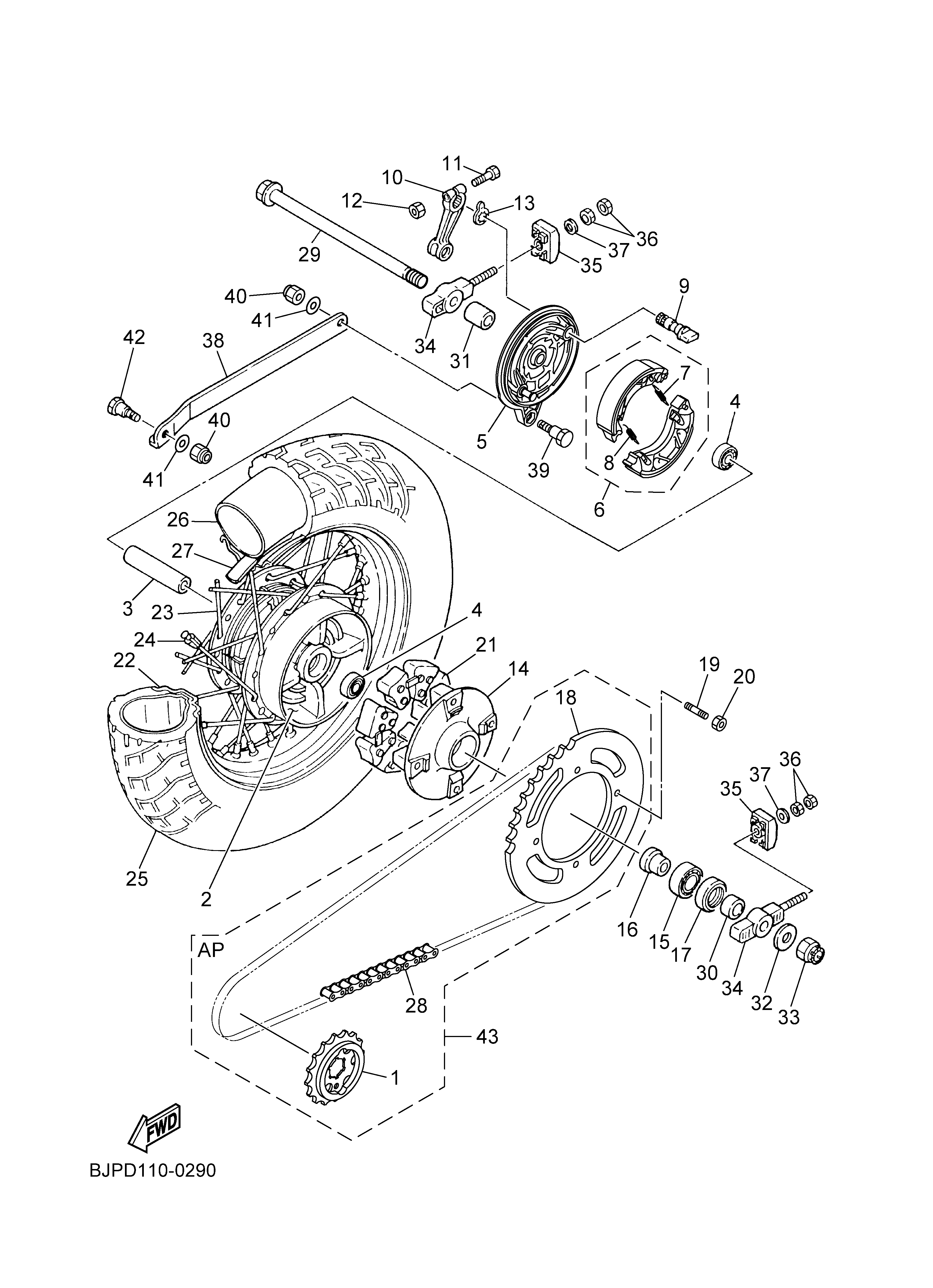 REAR WHEEL ภาพแยกชิ้นส่วน