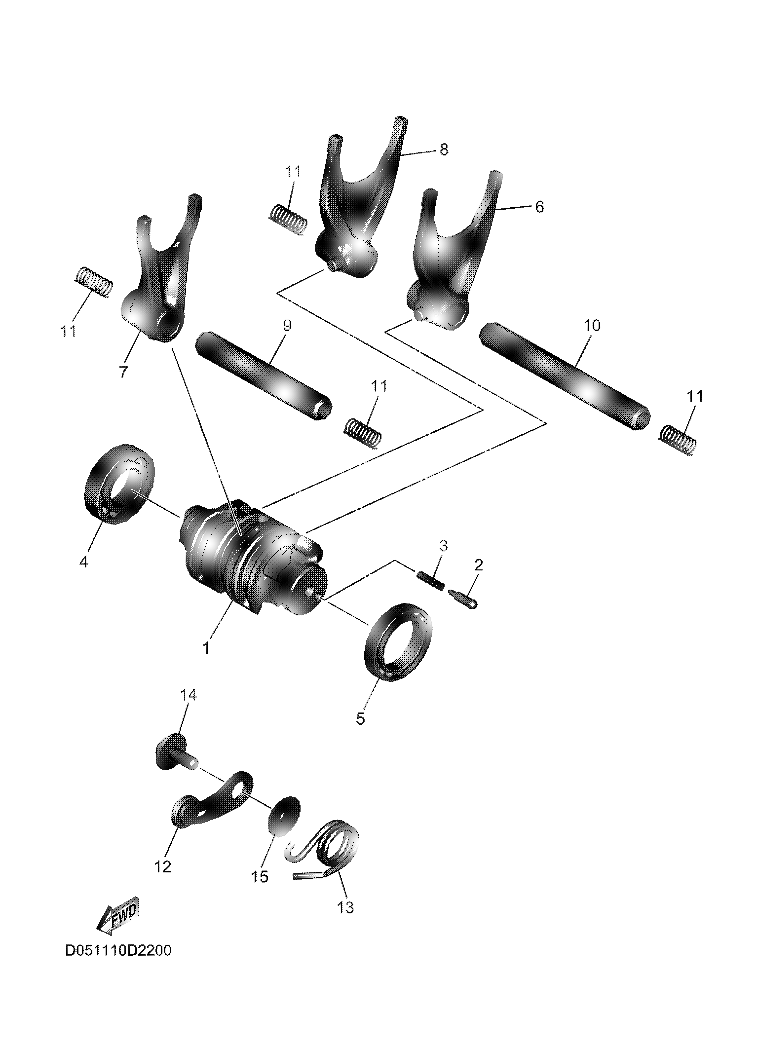 SHIFT CAM & FORK Diagram terurai