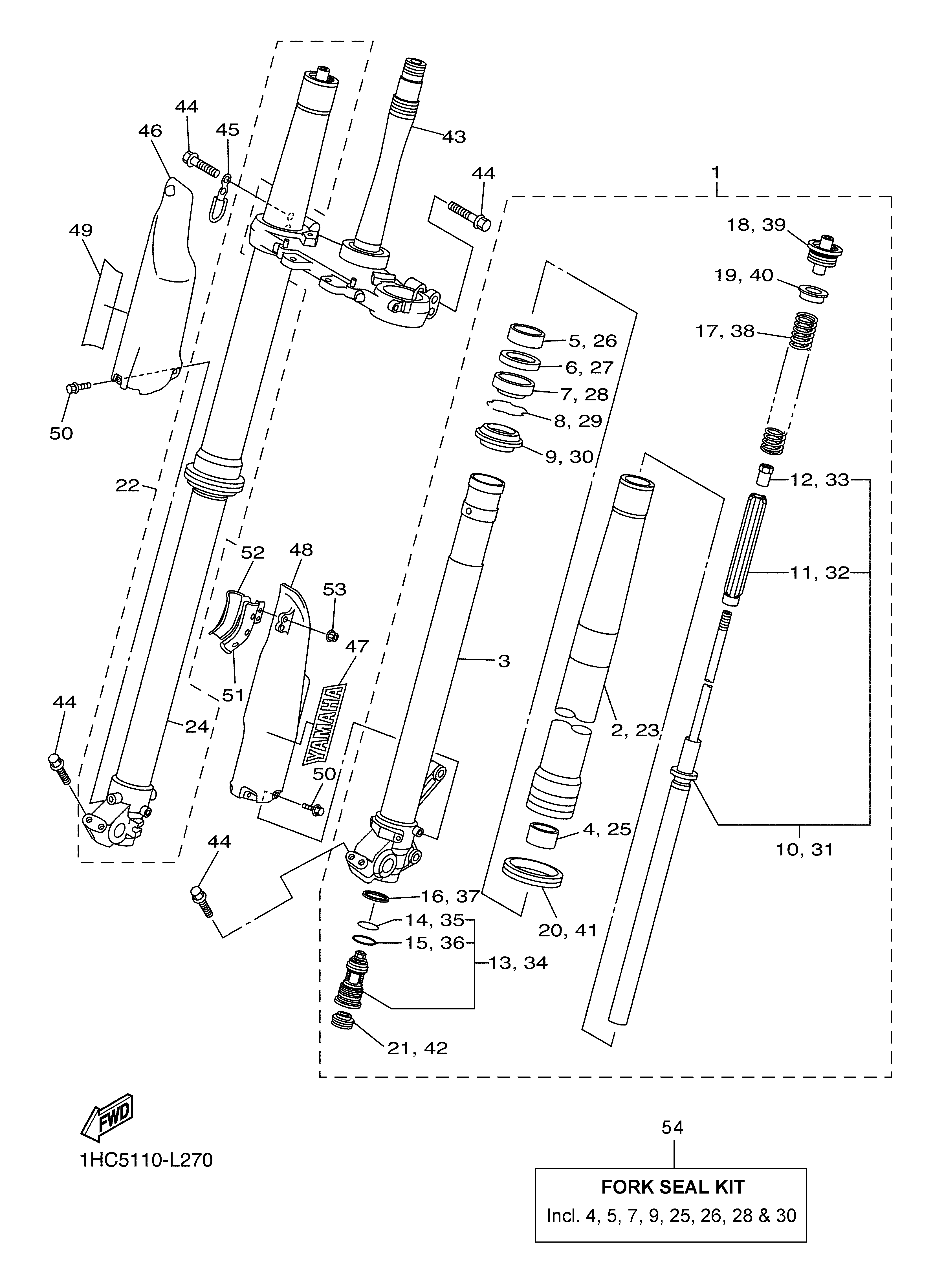 FRONT FORK ภาพแยกชิ้นส่วน
