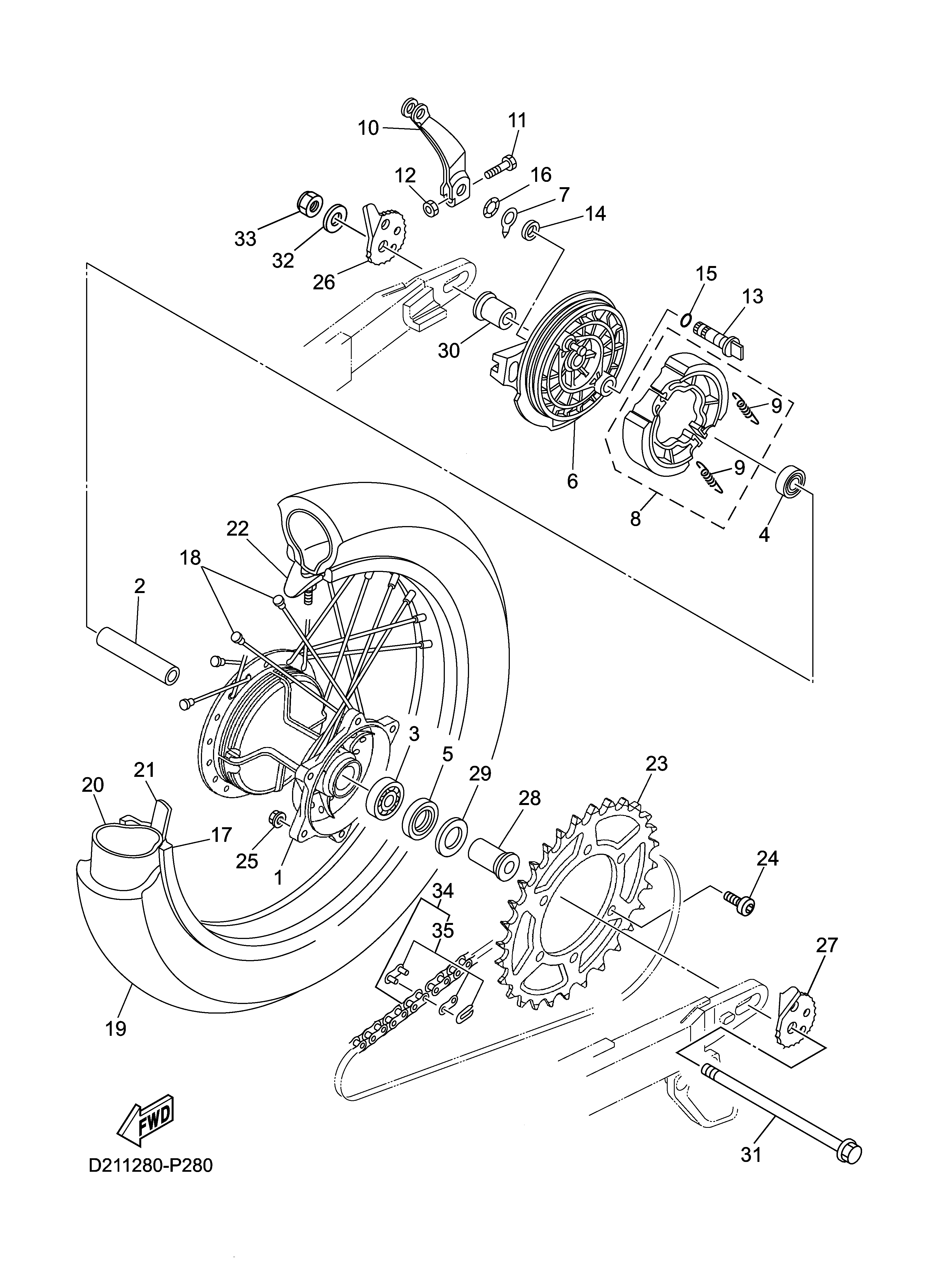 REAR WHEEL Diagram terurai