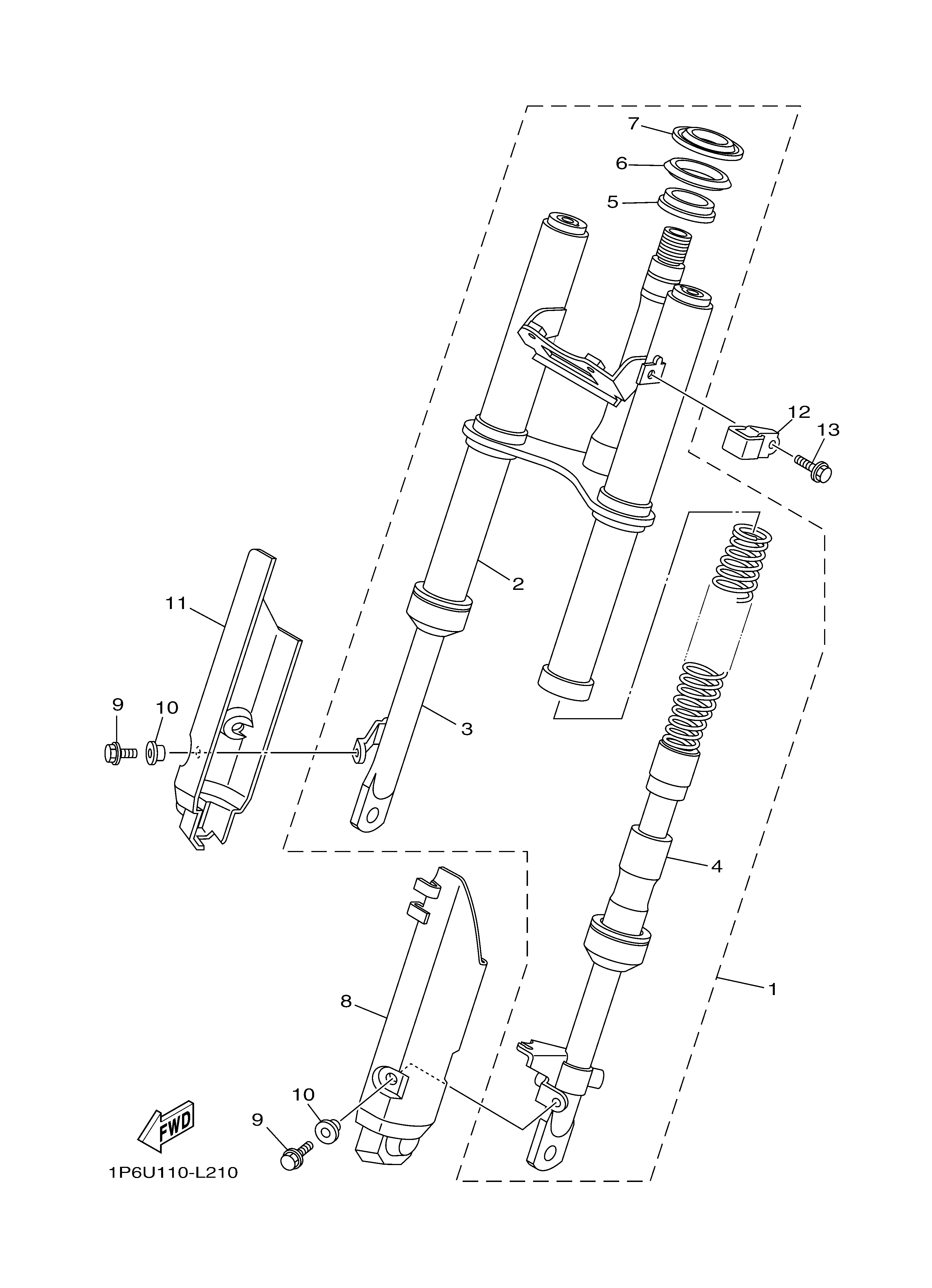 FRONT FORK ภาพแยกชิ้นส่วน
