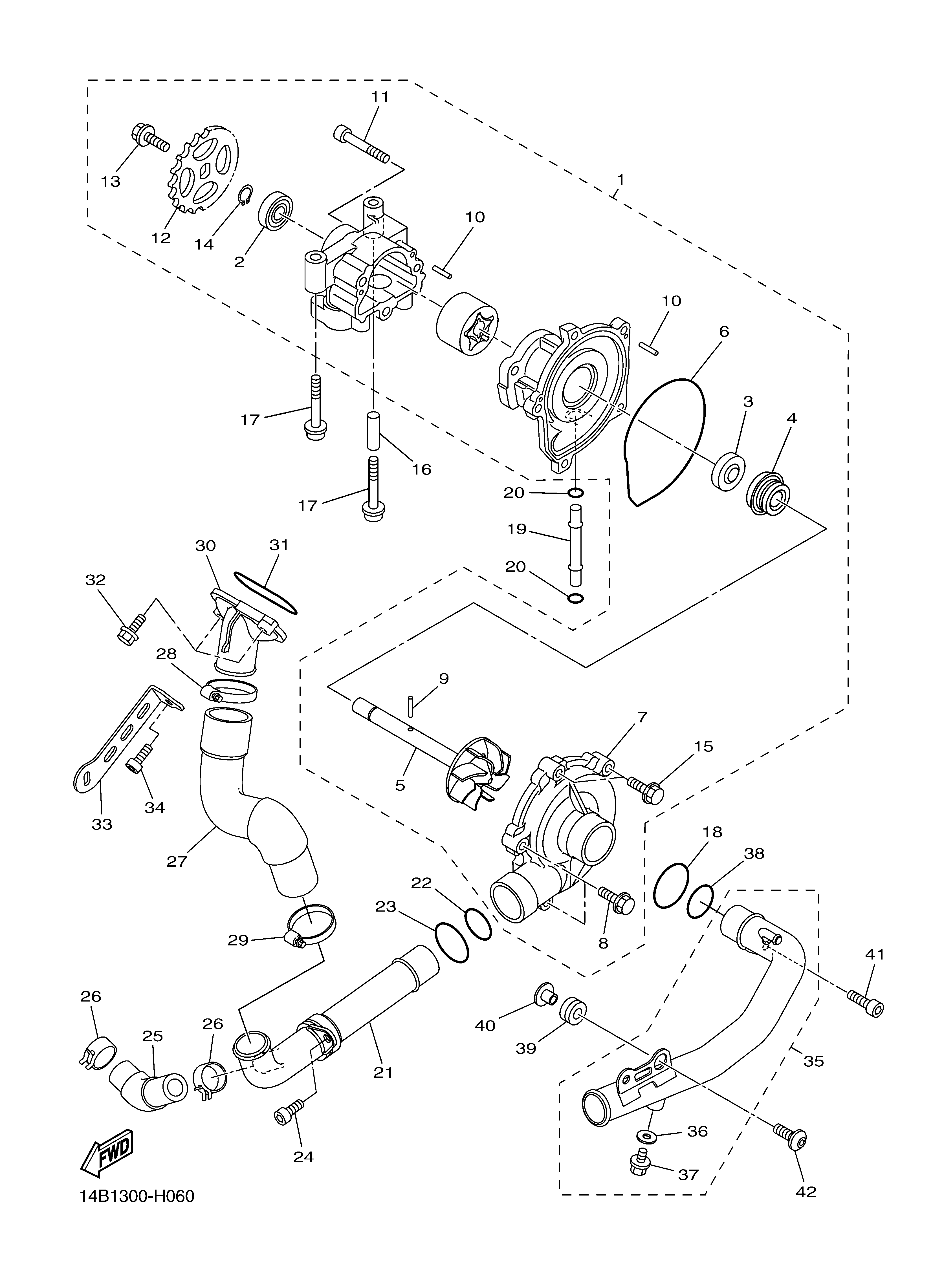 WATER PUMP Sơ đồ tách chi tiết
