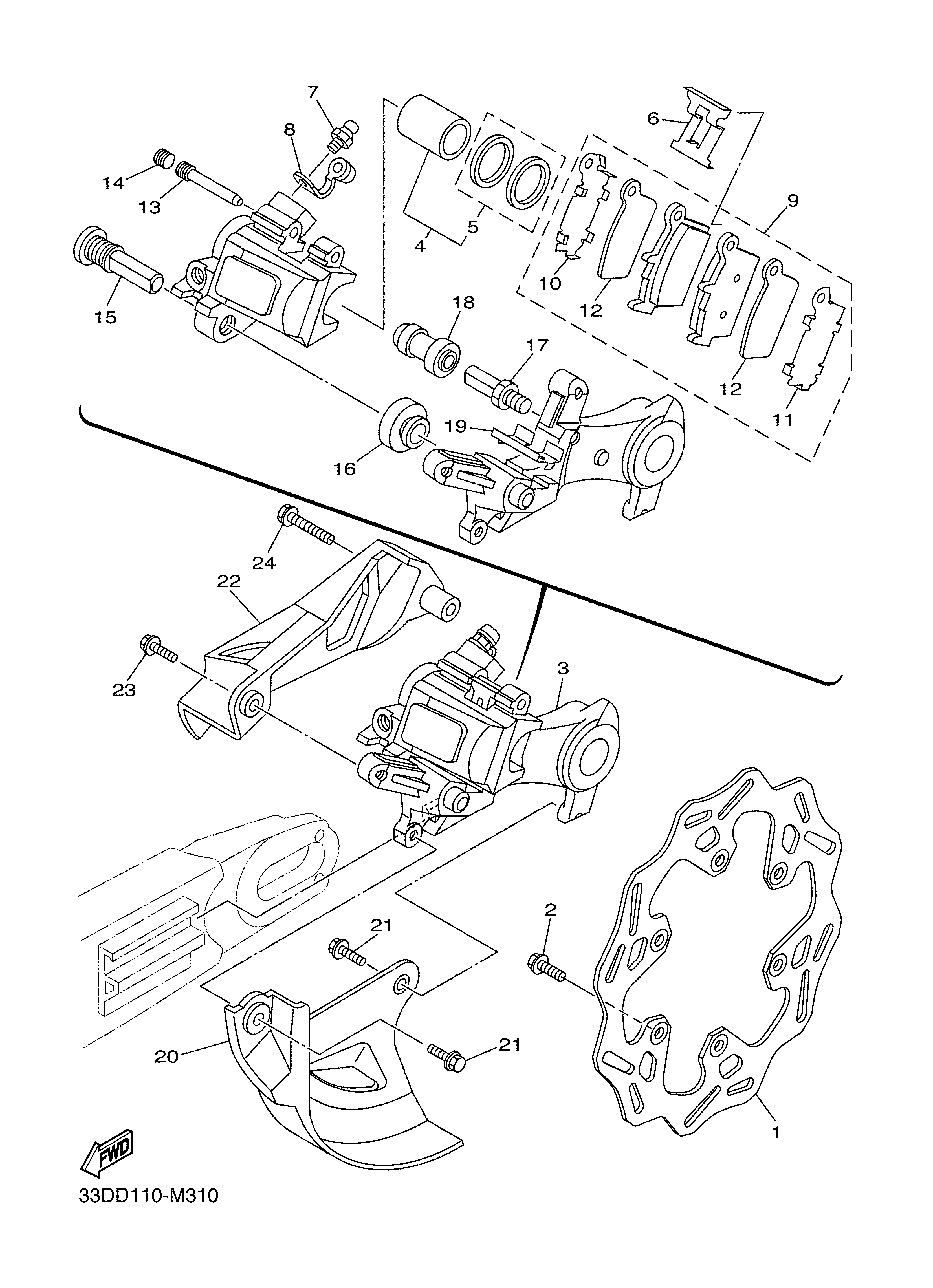 REAR BRAKE CALIPER ภาพแยกชิ้นส่วน