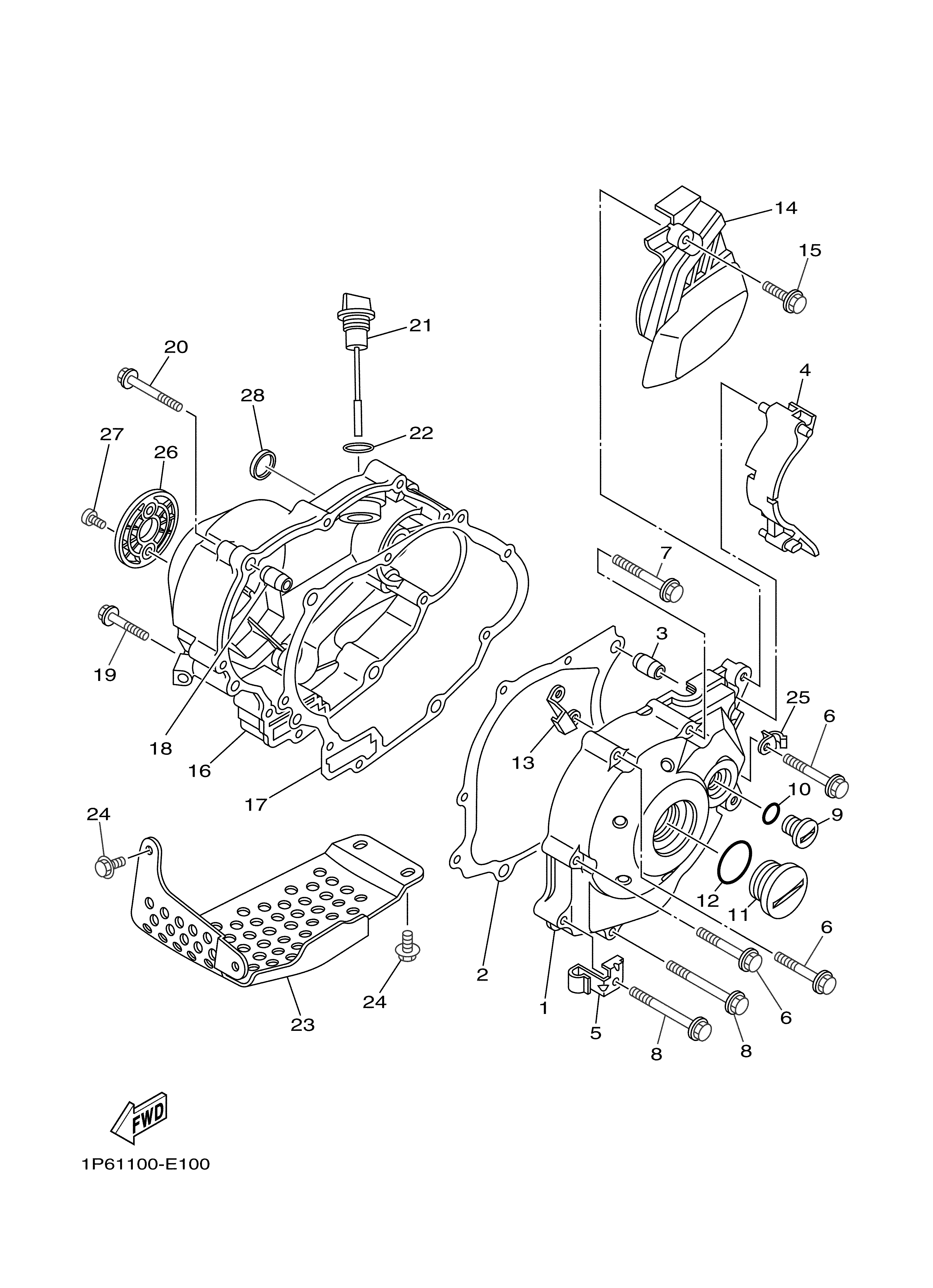 CRANKCASE COVER 1 Sơ đồ tách chi tiết