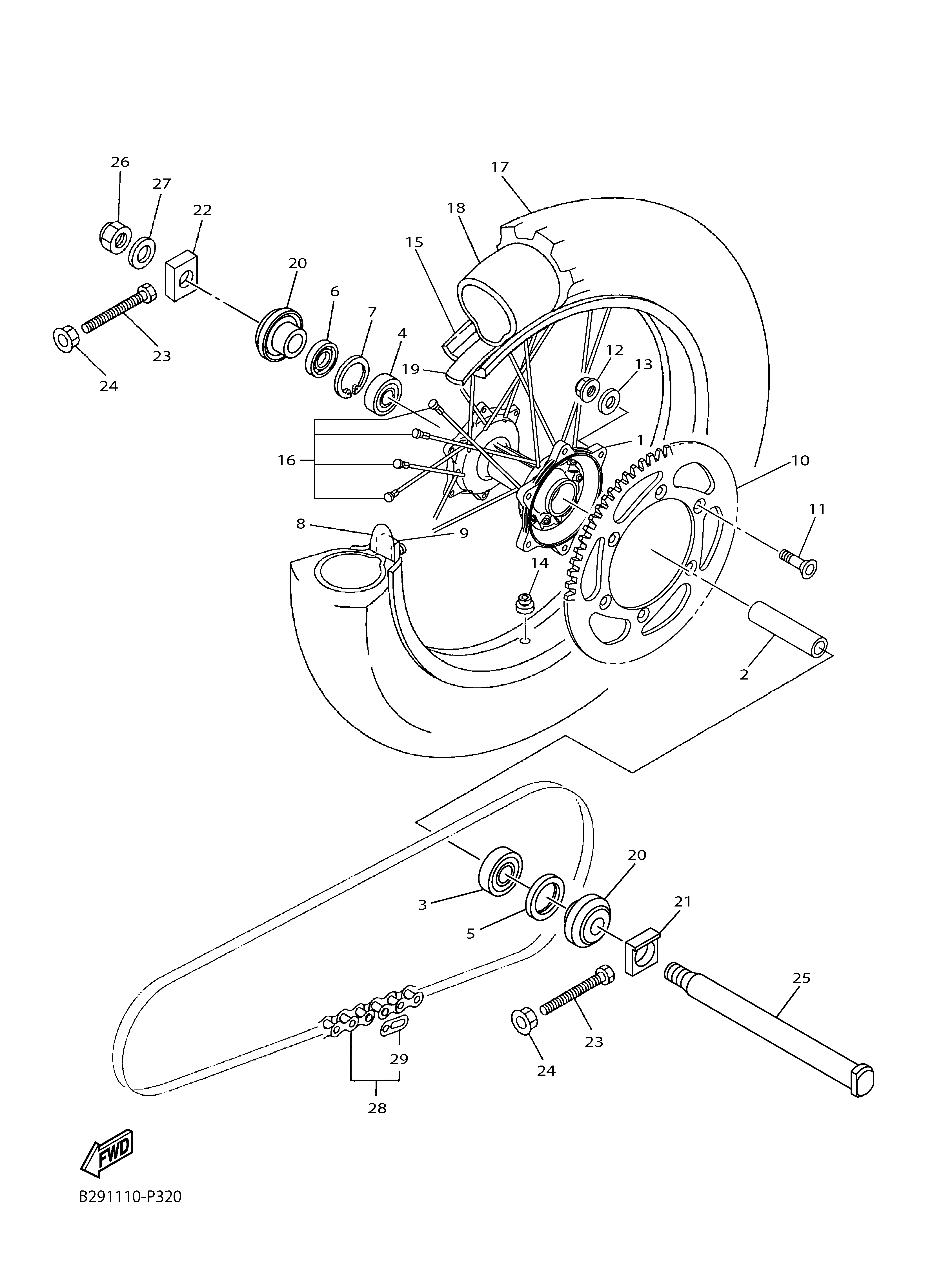 REAR WHEEL ภาพแยกชิ้นส่วน