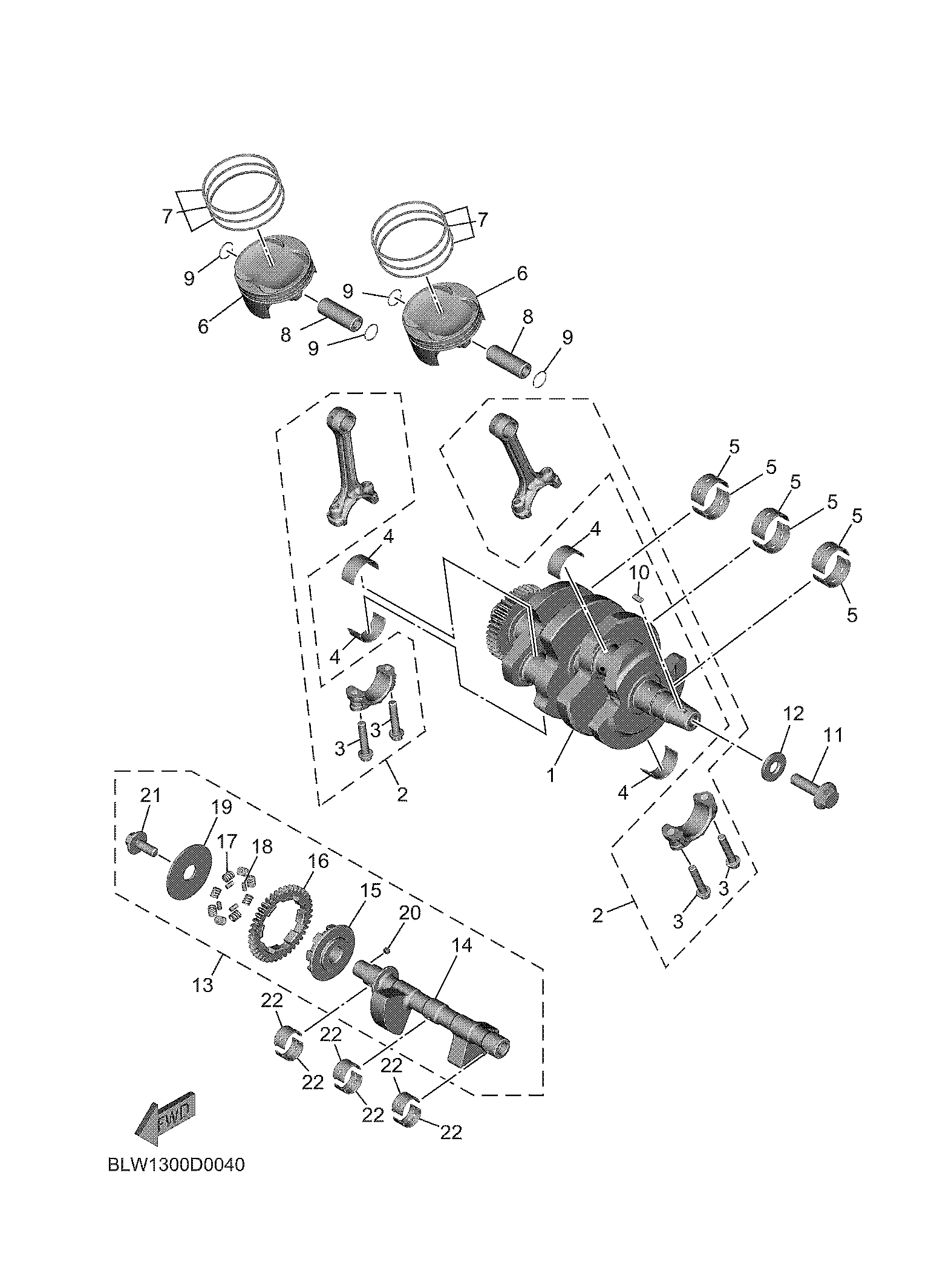 CRANKSHAFT & PISTON Sơ đồ tách chi tiết