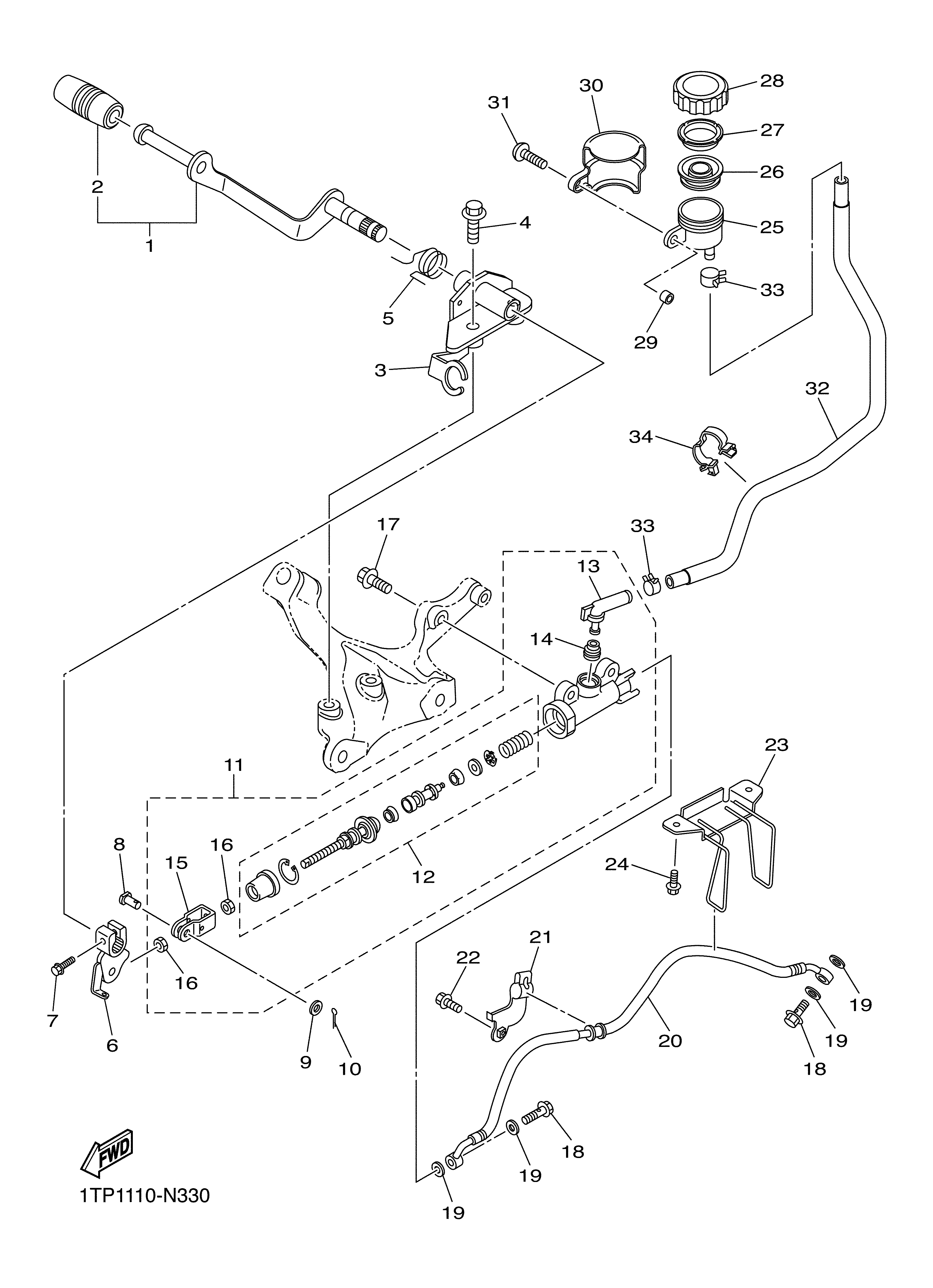 REAR MASTER CYLINDER Sơ đồ tách chi tiết