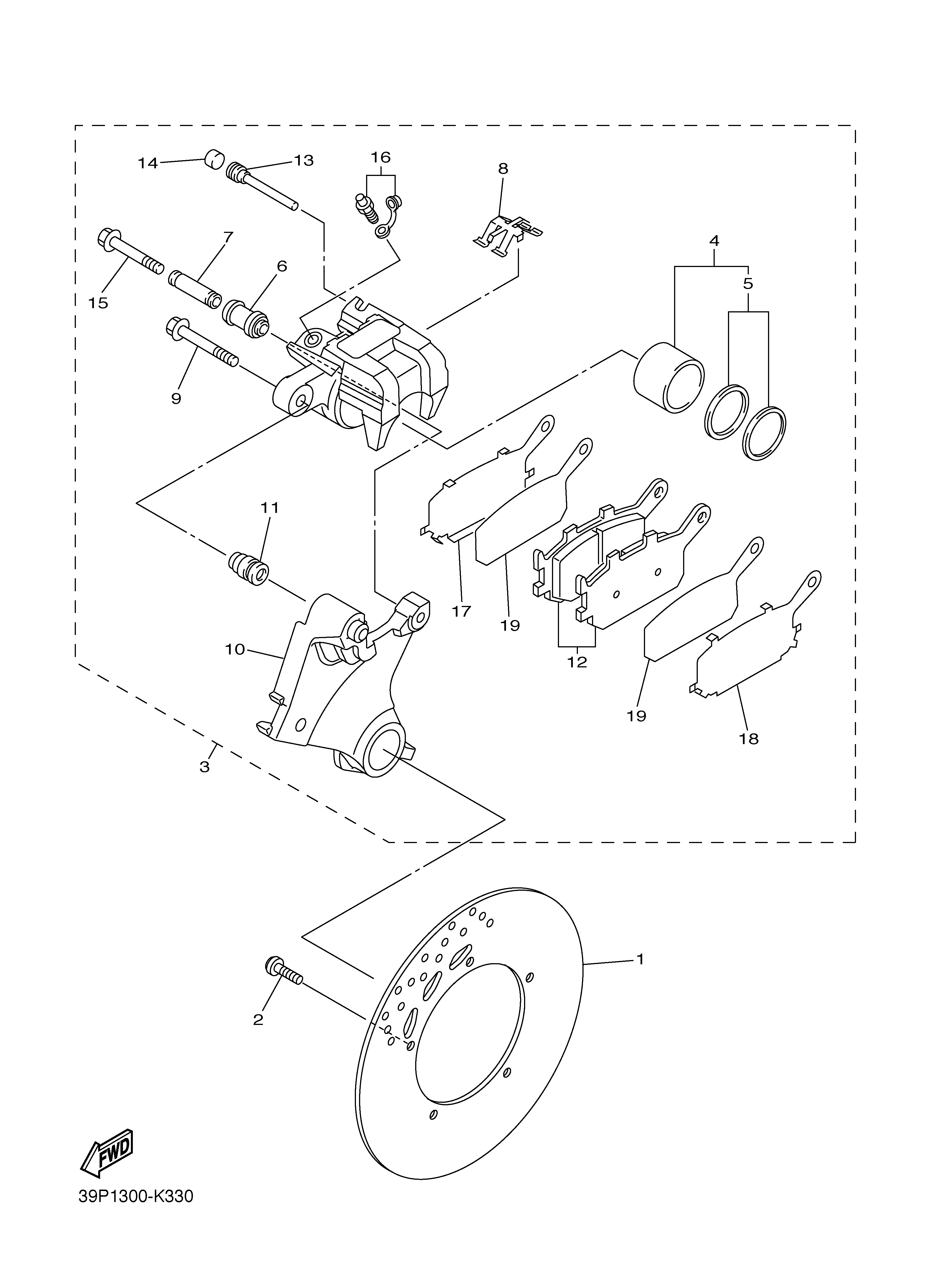 REAR BRAKE CALIPER ภาพแยกชิ้นส่วน