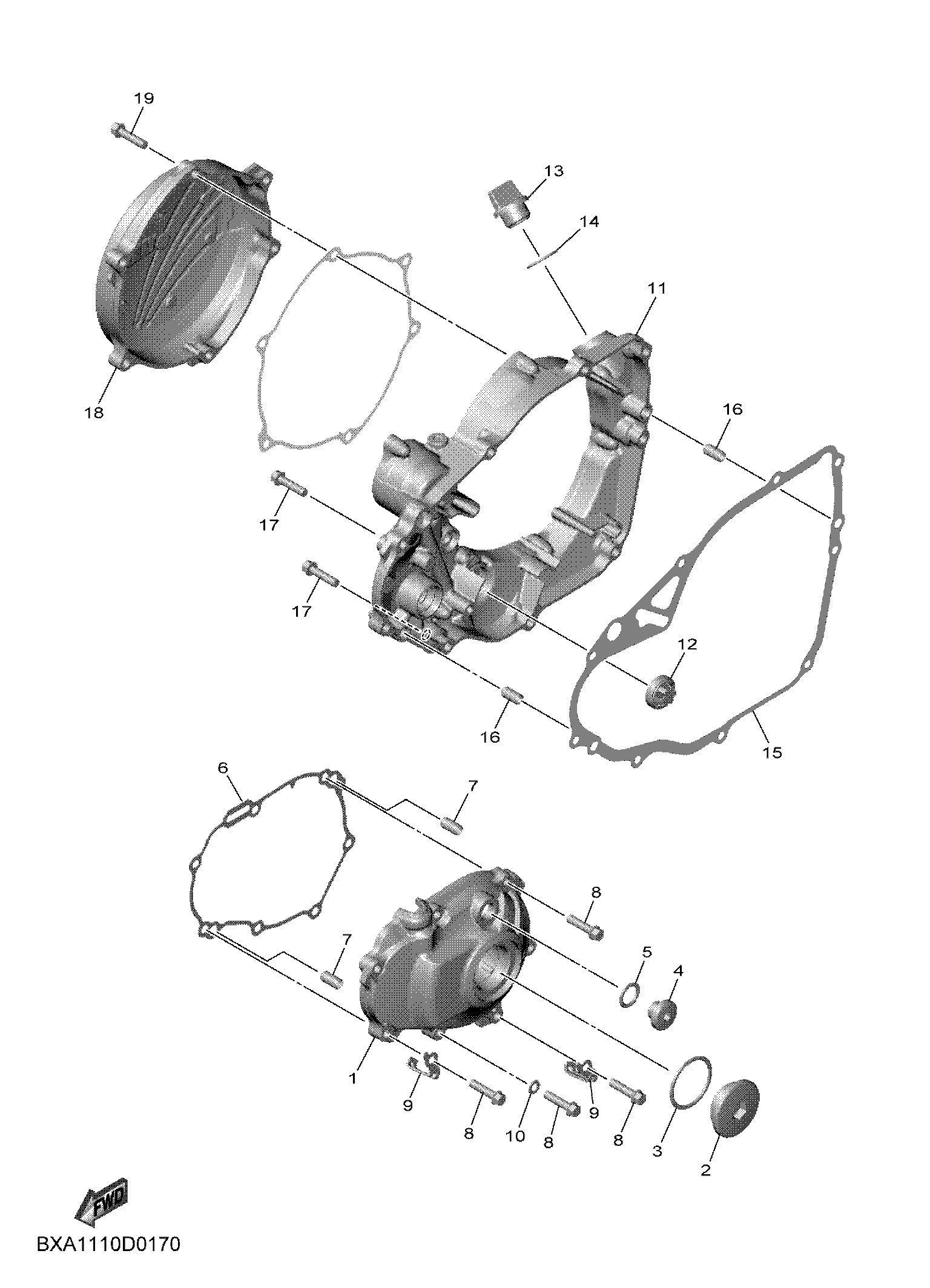 CRANKCASE COVER 1 ภาพแยกชิ้นส่วน