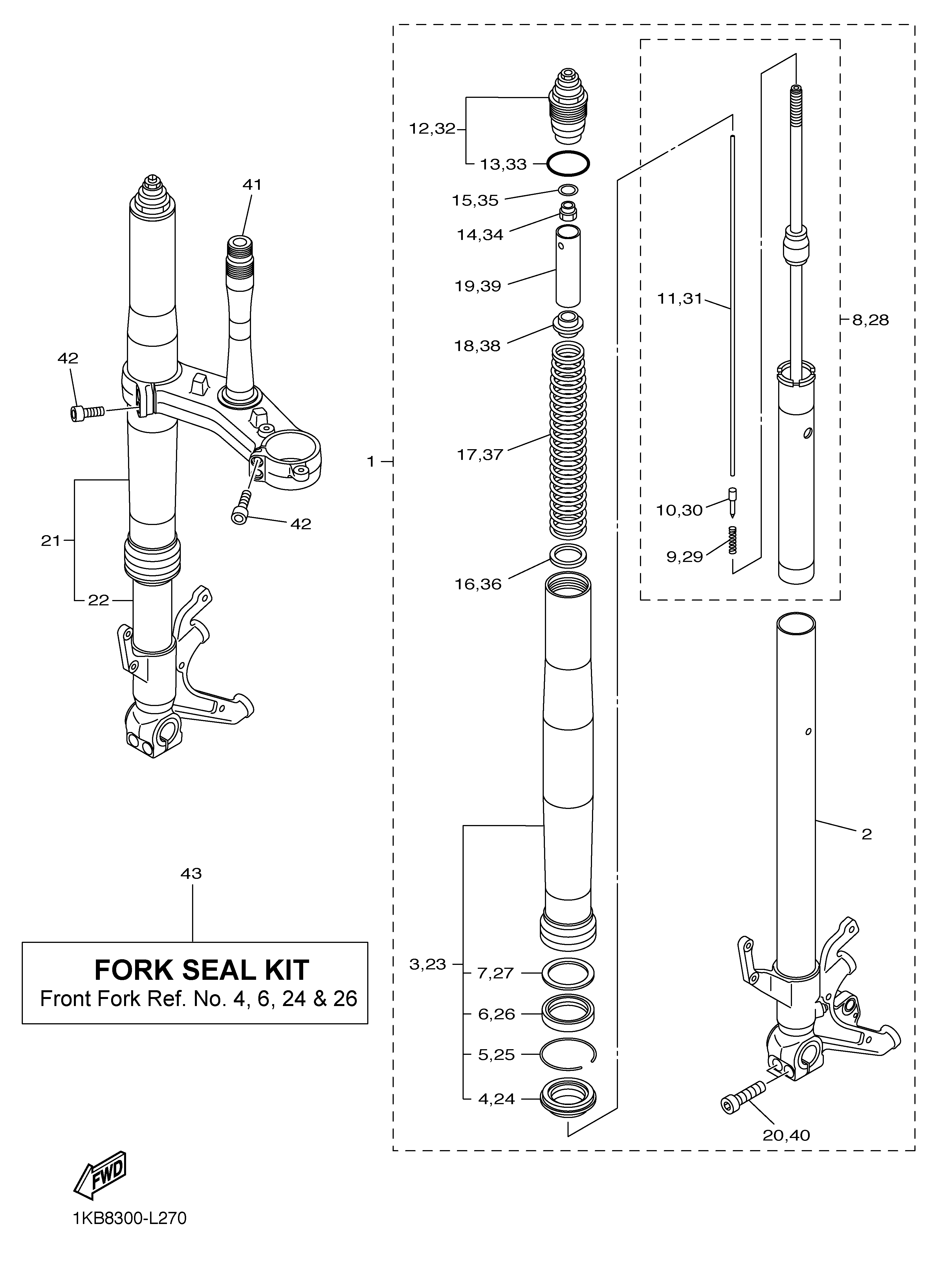 FRONT FORK Sơ đồ tách chi tiết