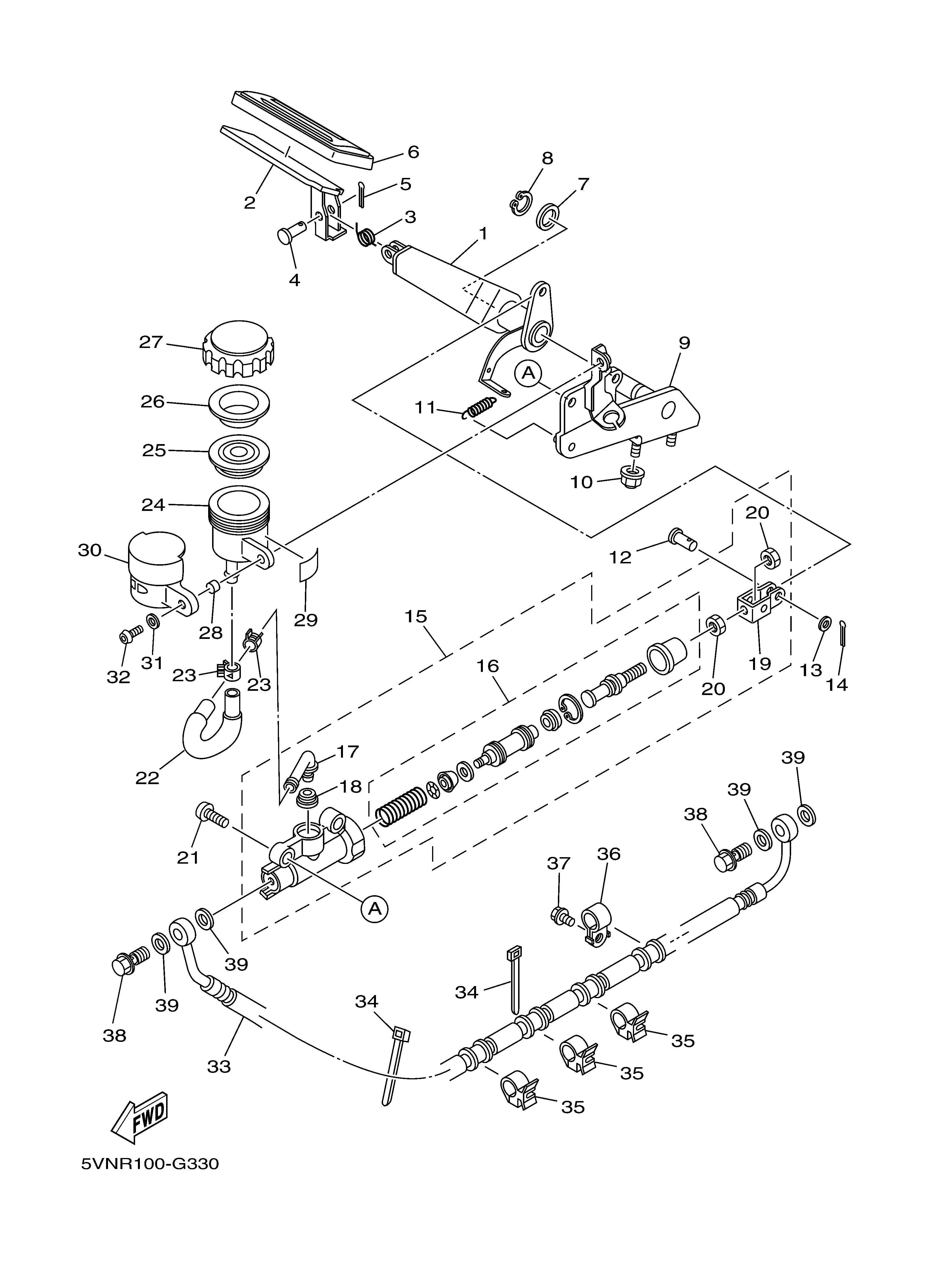 REAR MASTER CYLINDER Diagram terurai