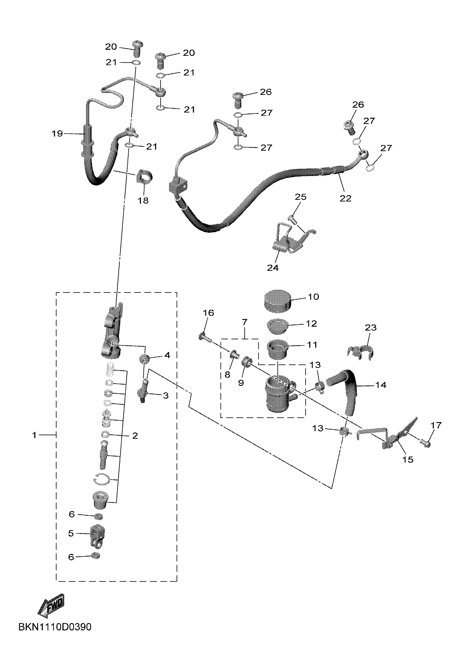 REAR MASTER CYLINDER Diagram terurai