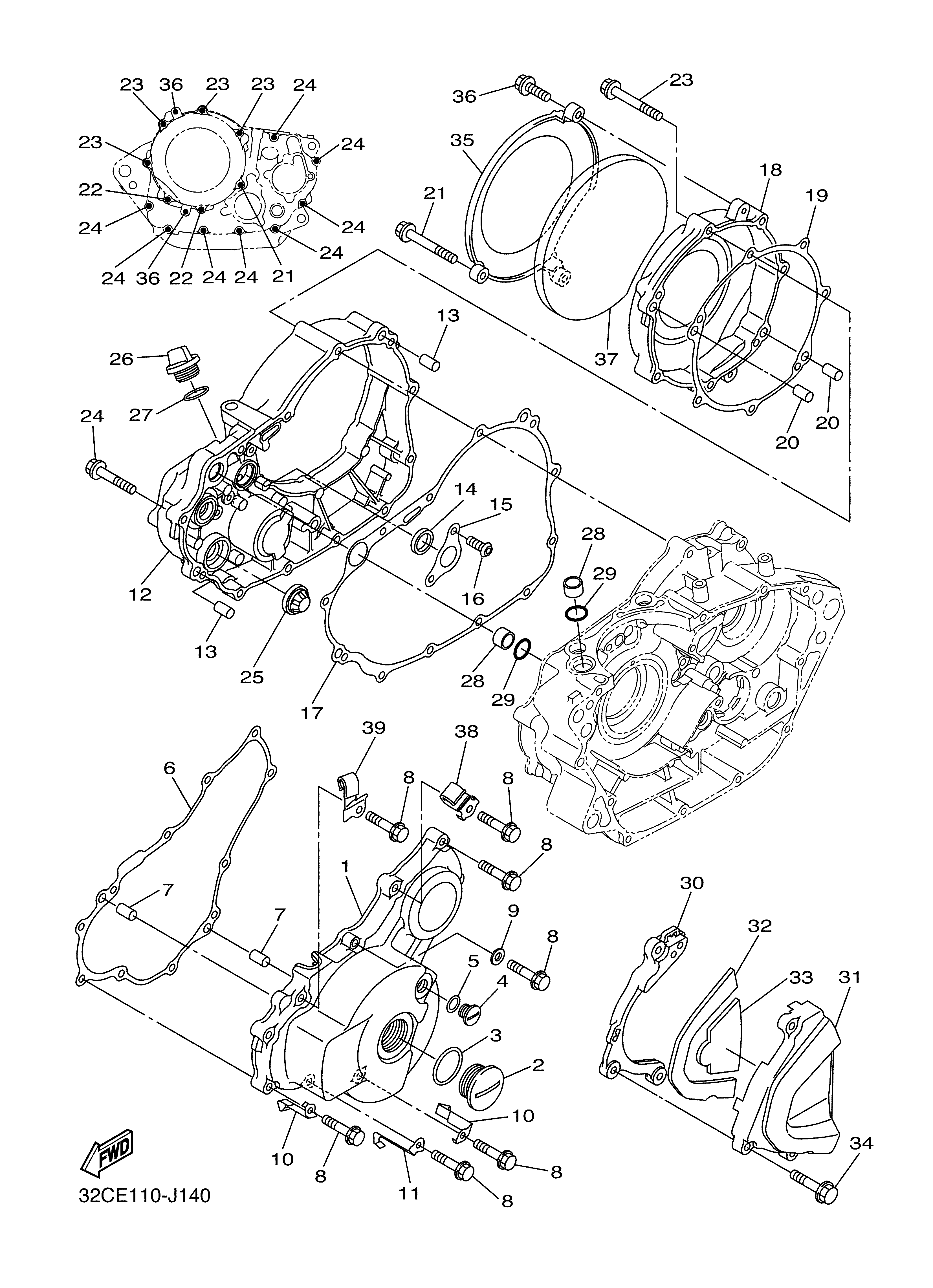 CRANKCASE COVER 1 Sơ đồ tách chi tiết