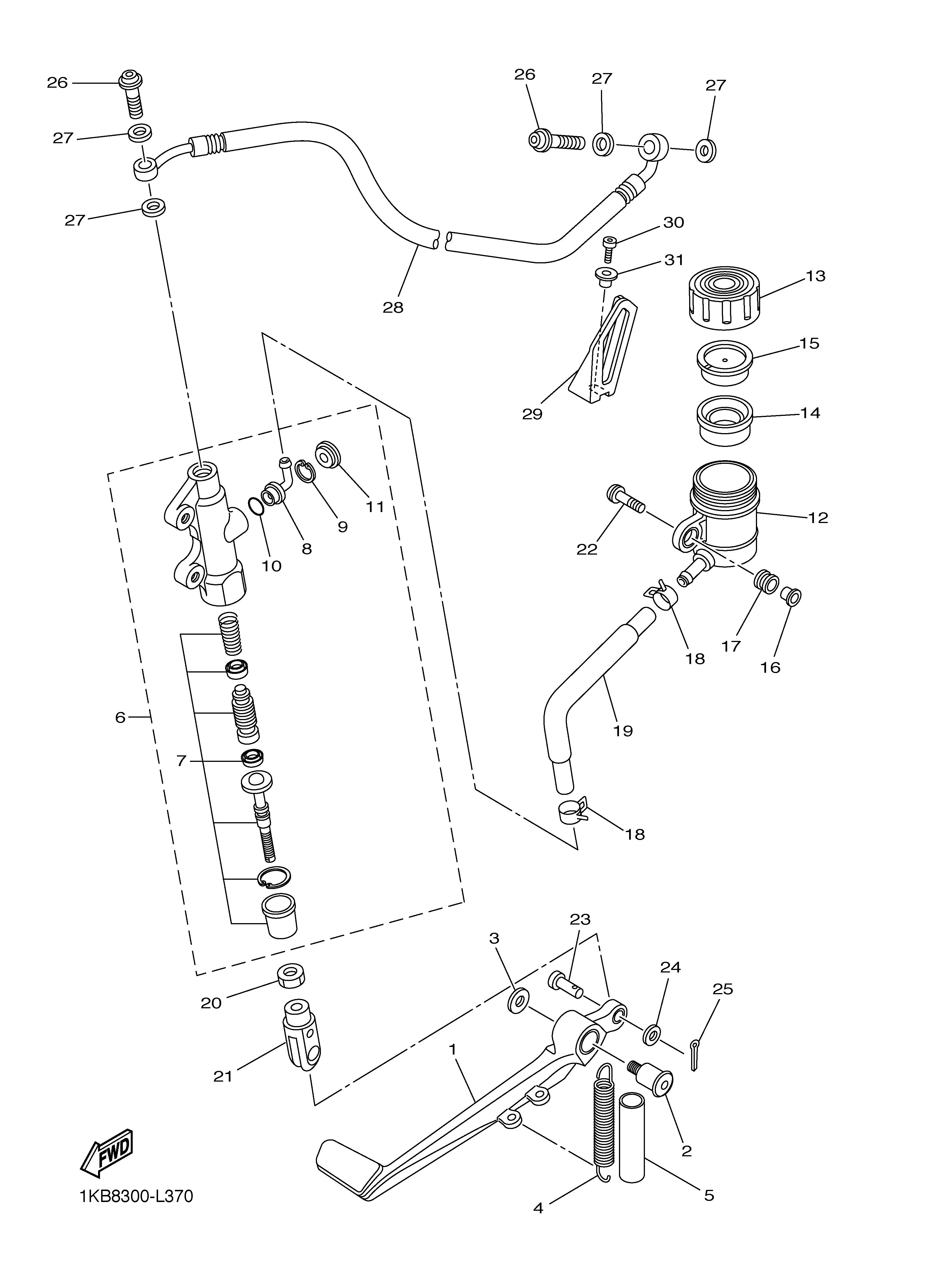 REAR MASTER CYLINDER ภาพแยกชิ้นส่วน