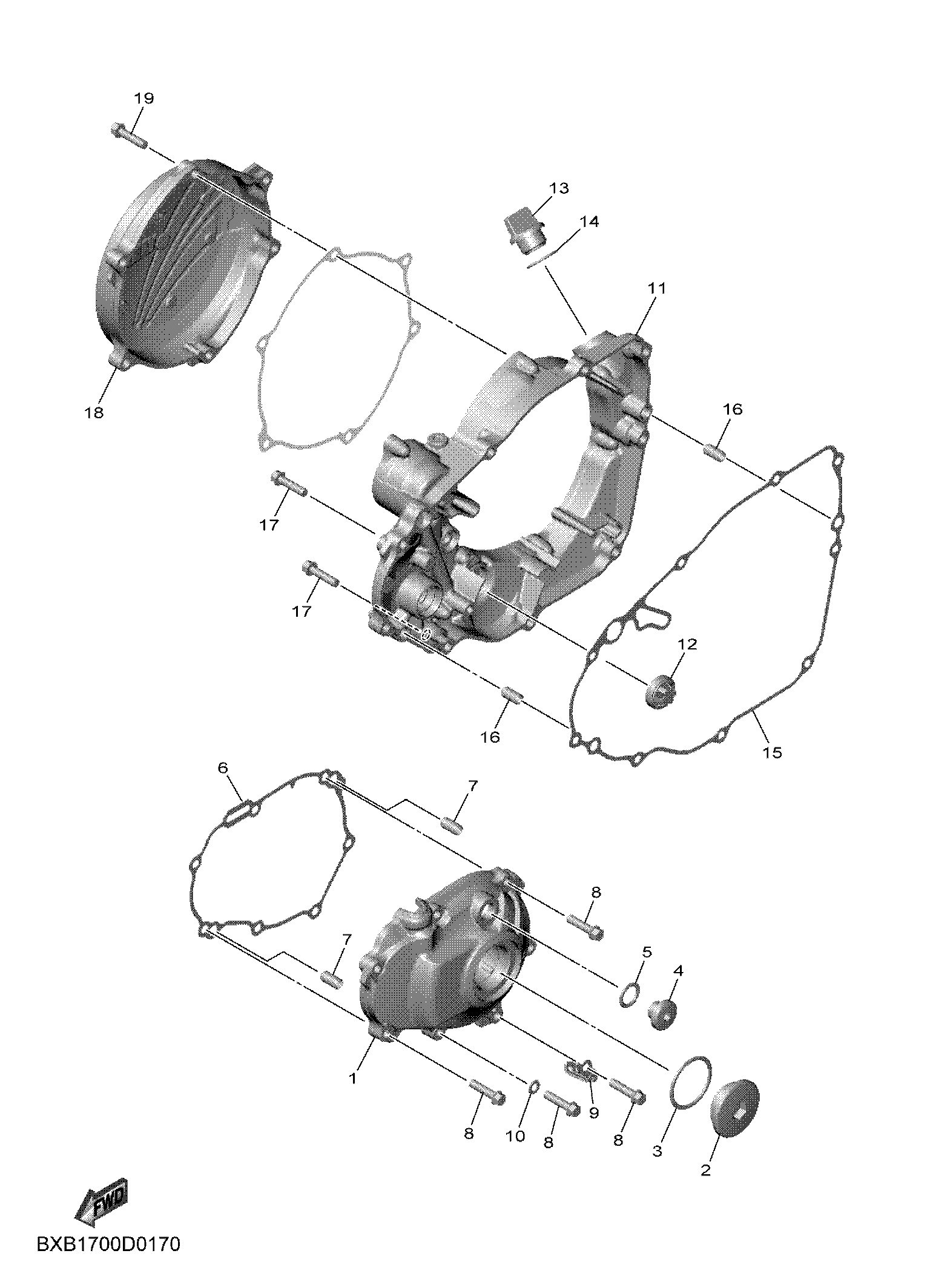 CRANKCASE COVER 1 ภาพแยกชิ้นส่วน