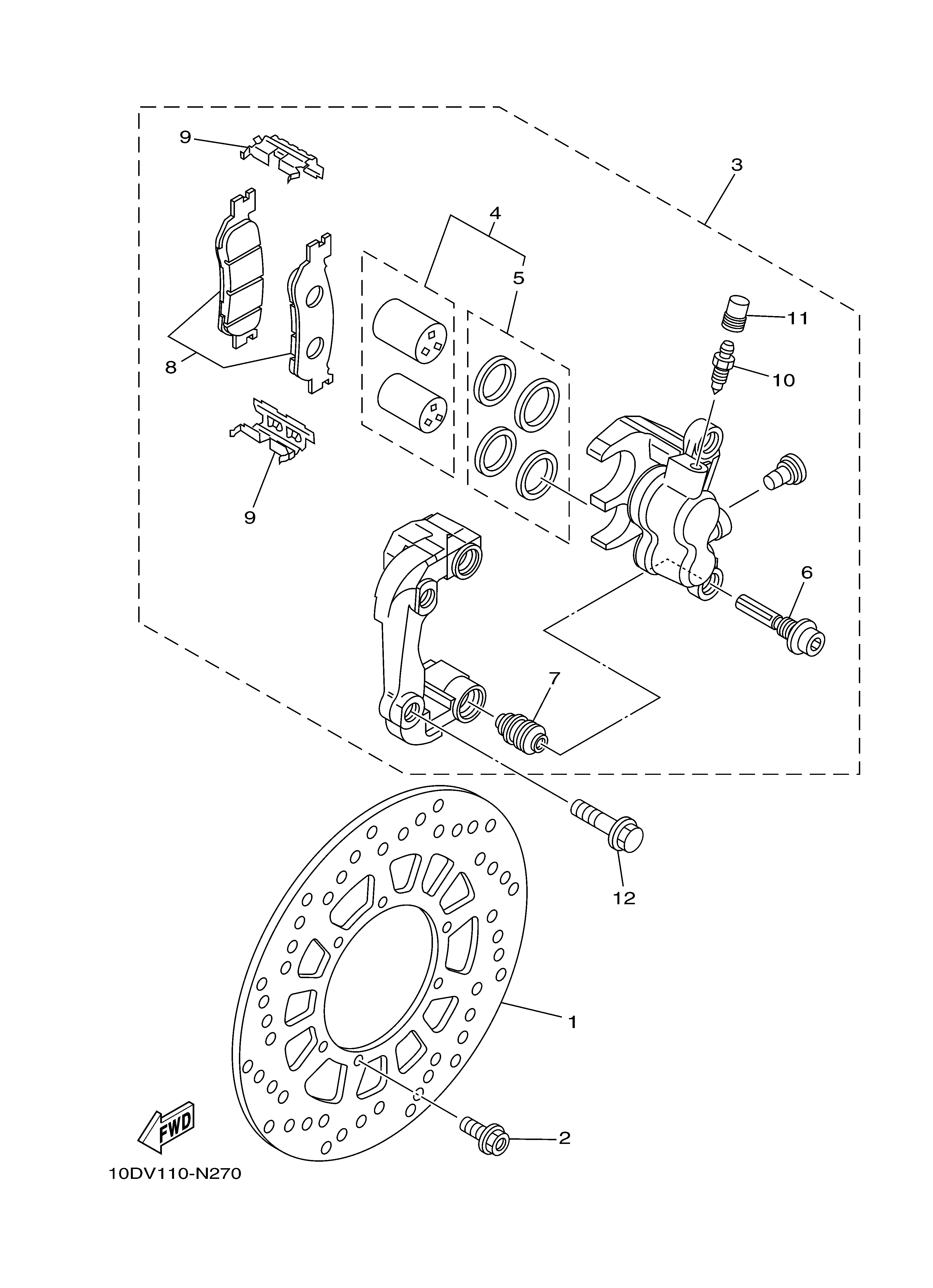 FRONT BRAKE CALIPER ภาพแยกชิ้นส่วน