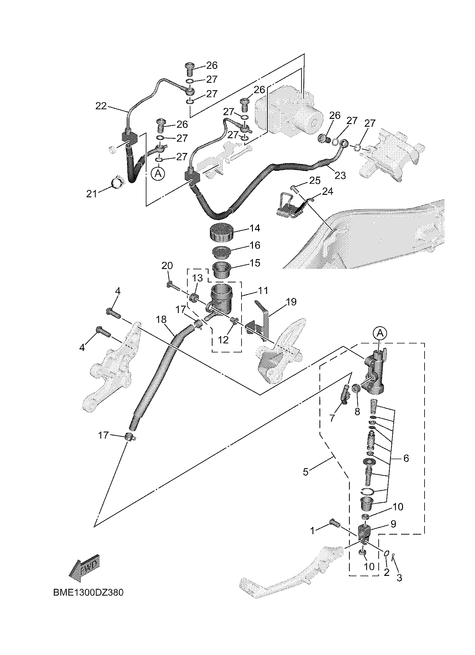REAR MASTER CYLINDER ภาพแยกชิ้นส่วน