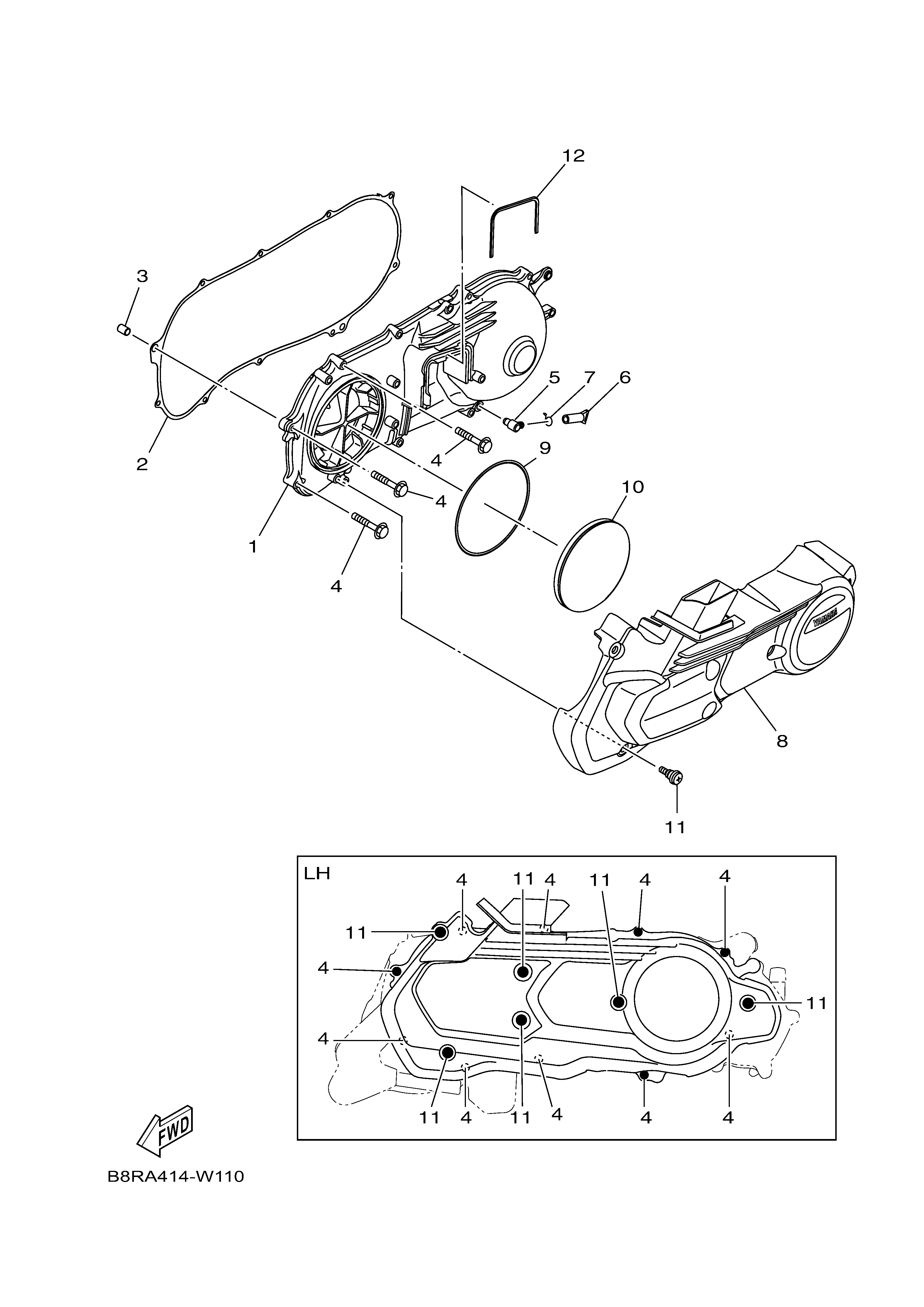CRANKCASE COVER 1 Diagram terurai