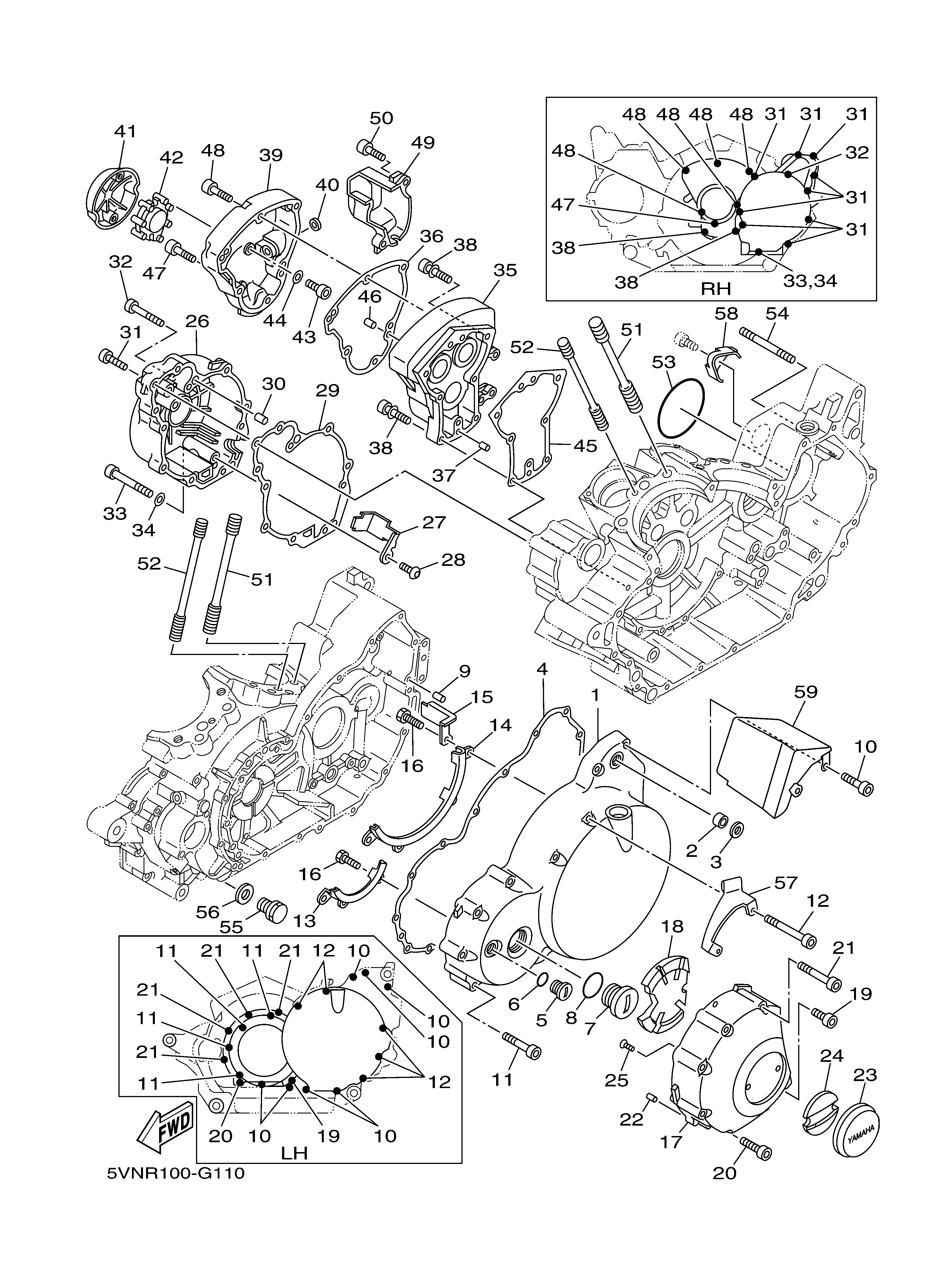 CRANKCASE COVER 1 ภาพแยกชิ้นส่วน