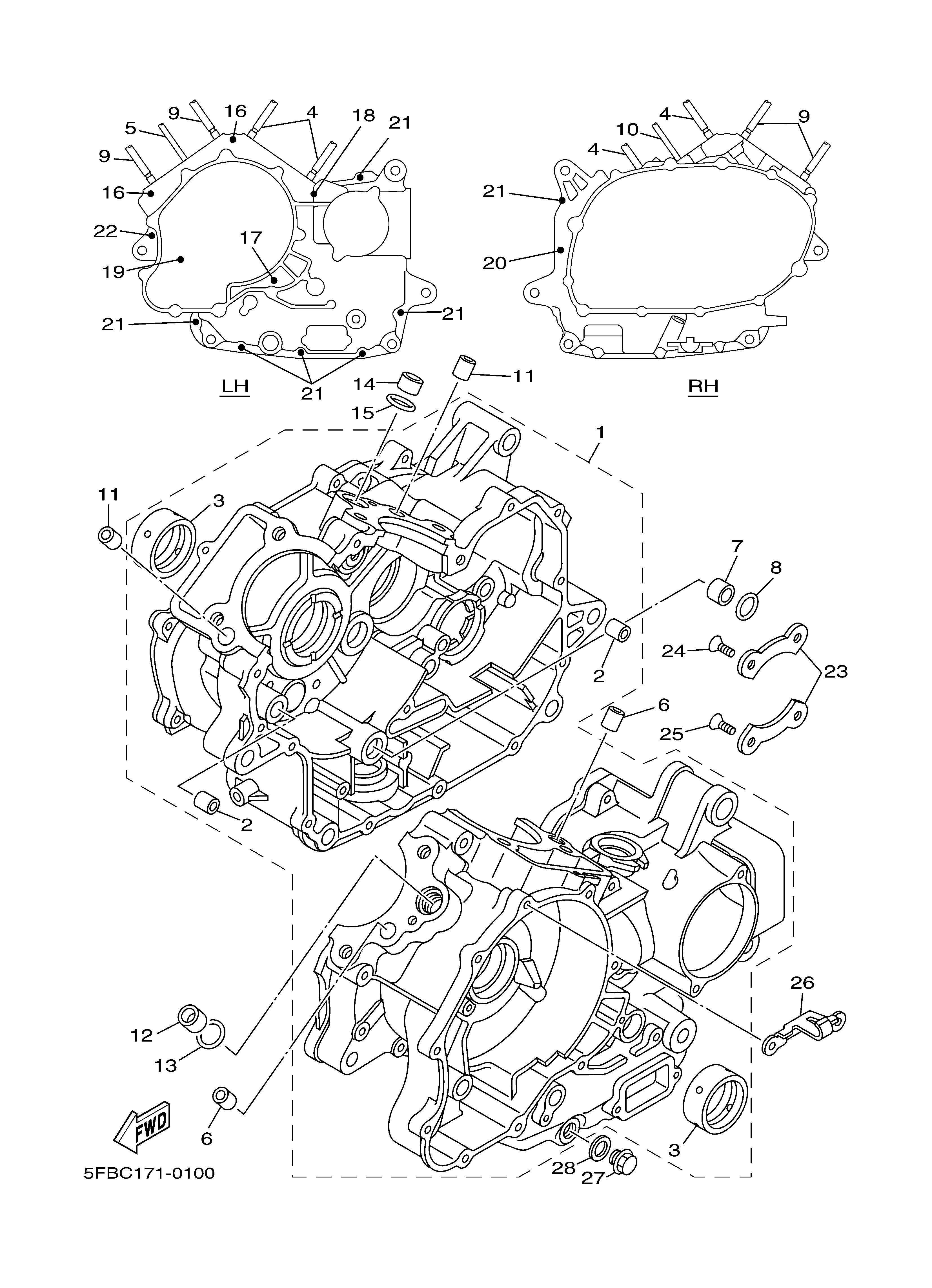 CRANKCASE ภาพแยกชิ้นส่วน