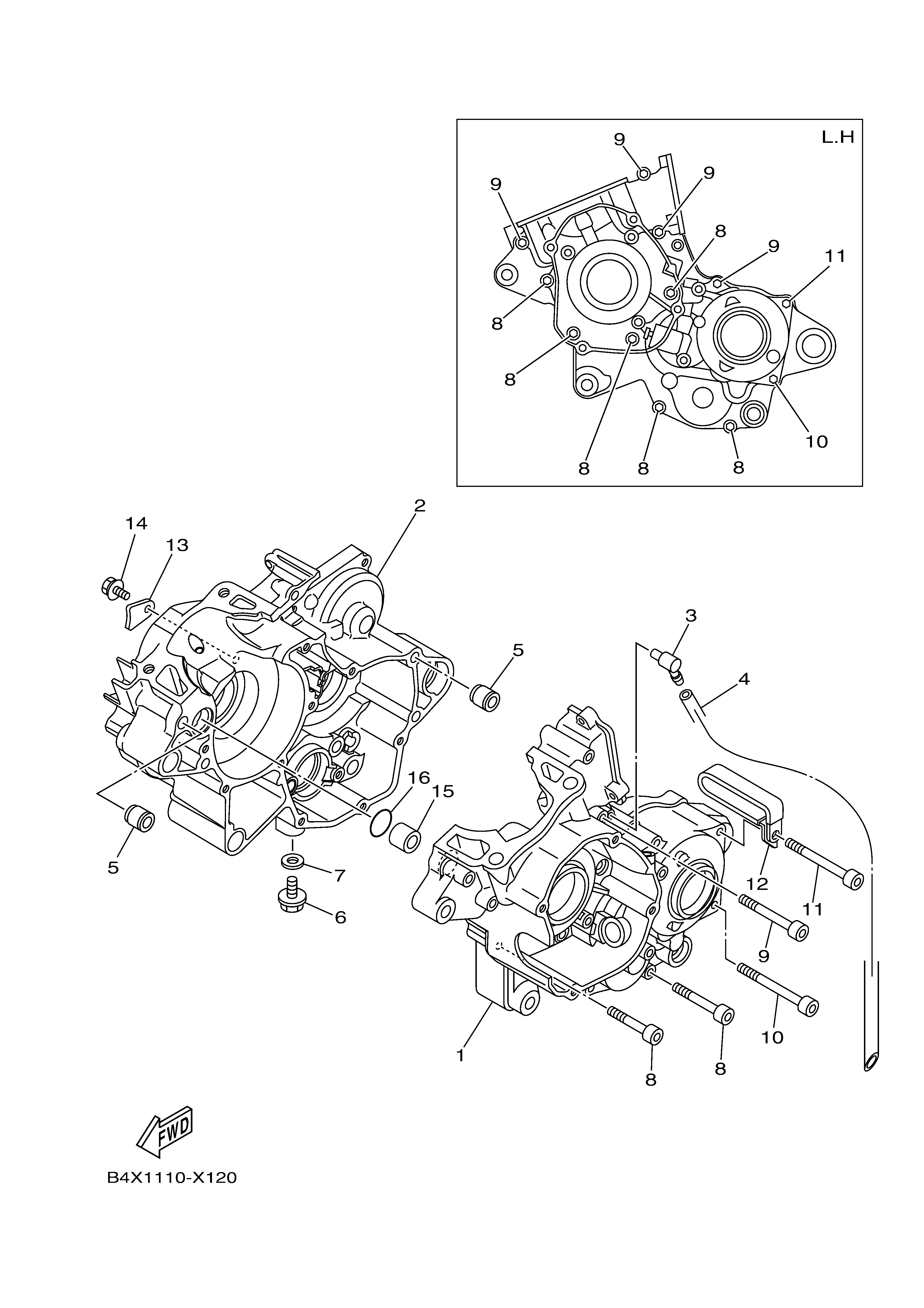 CRANKCASE Sơ đồ tách chi tiết