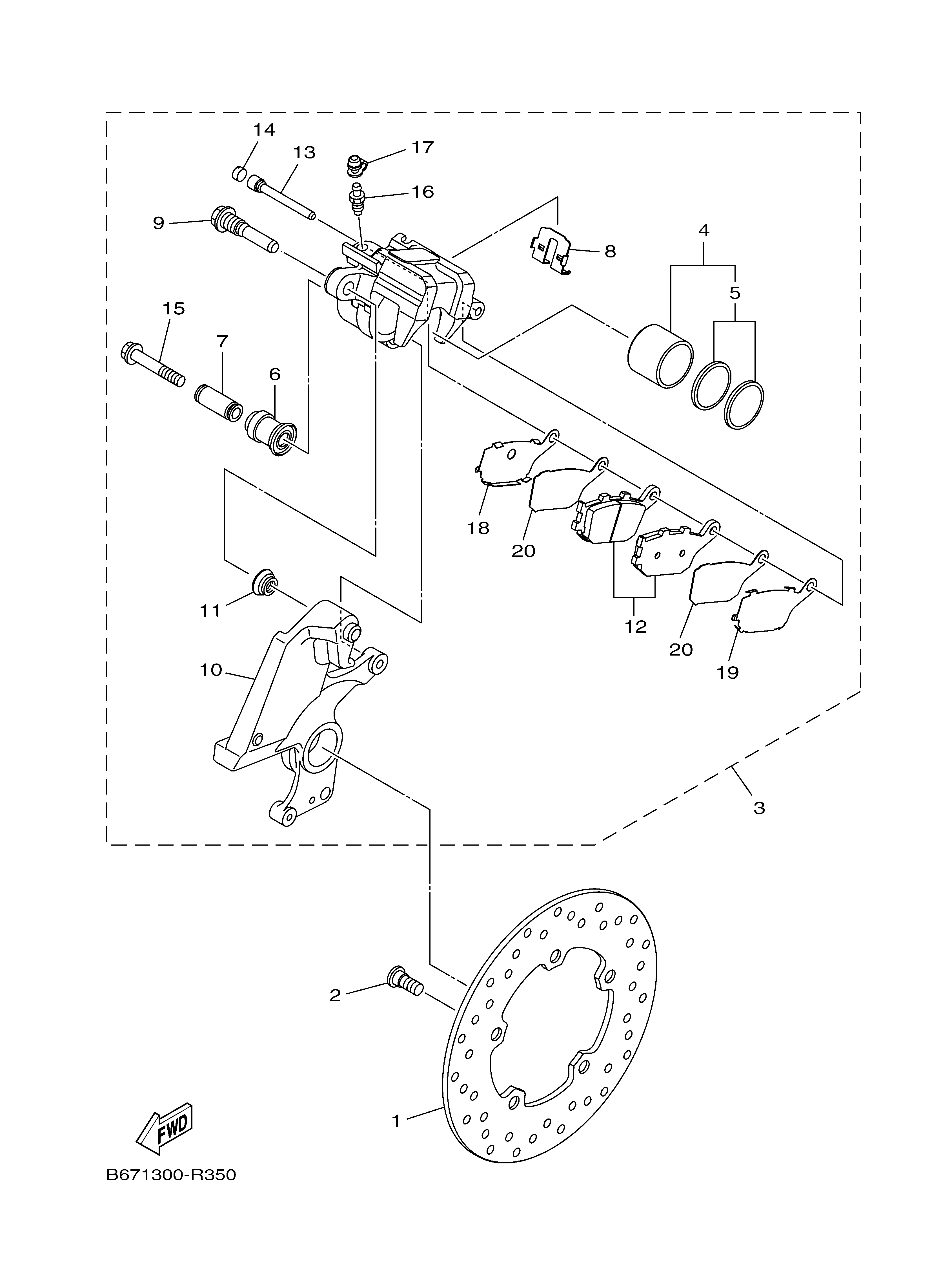 REAR BRAKE CALIPER Exploded diagrams