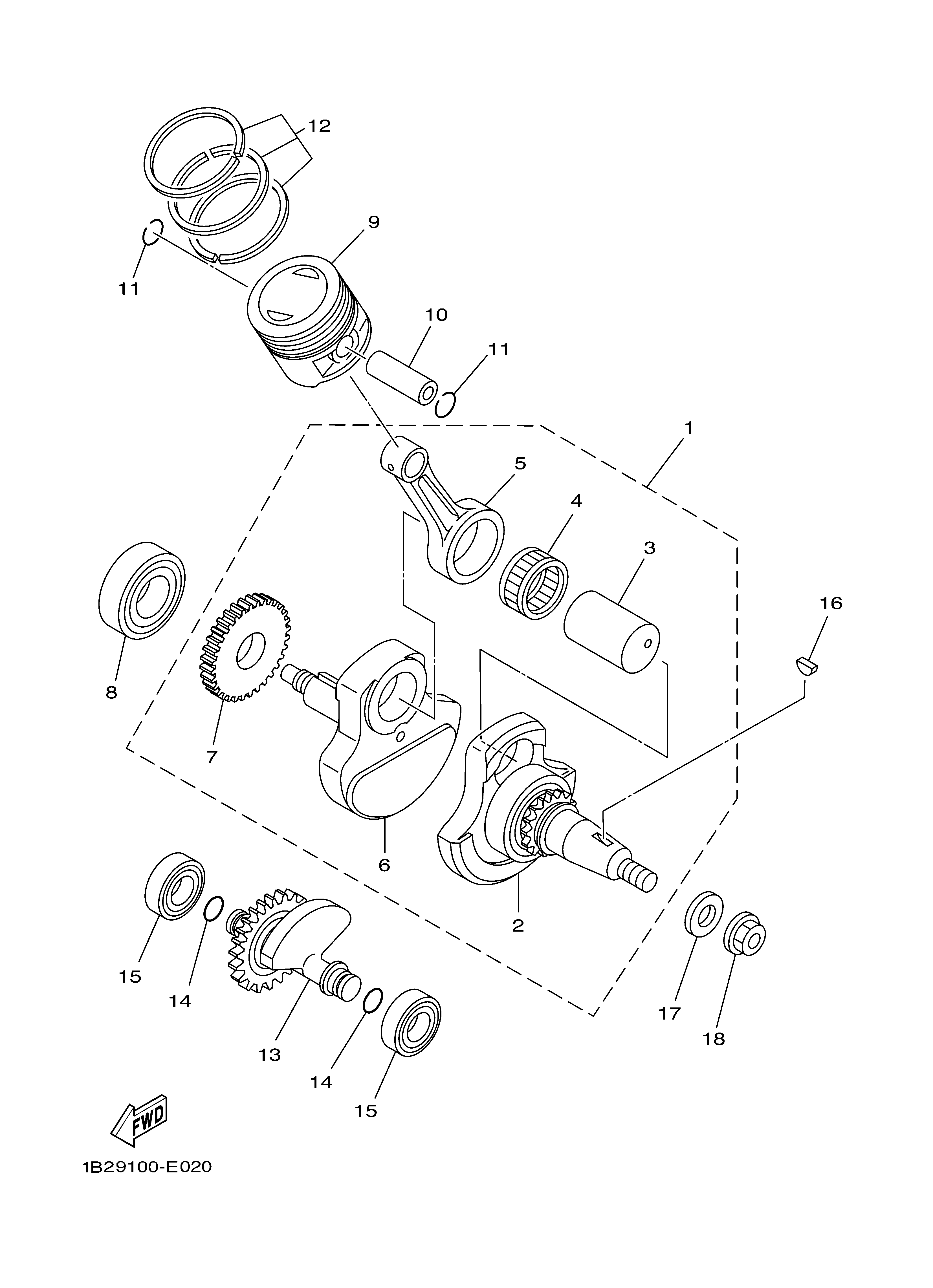 CRANKSHAFT PISTON ภาพแยกชิ้นส่วน