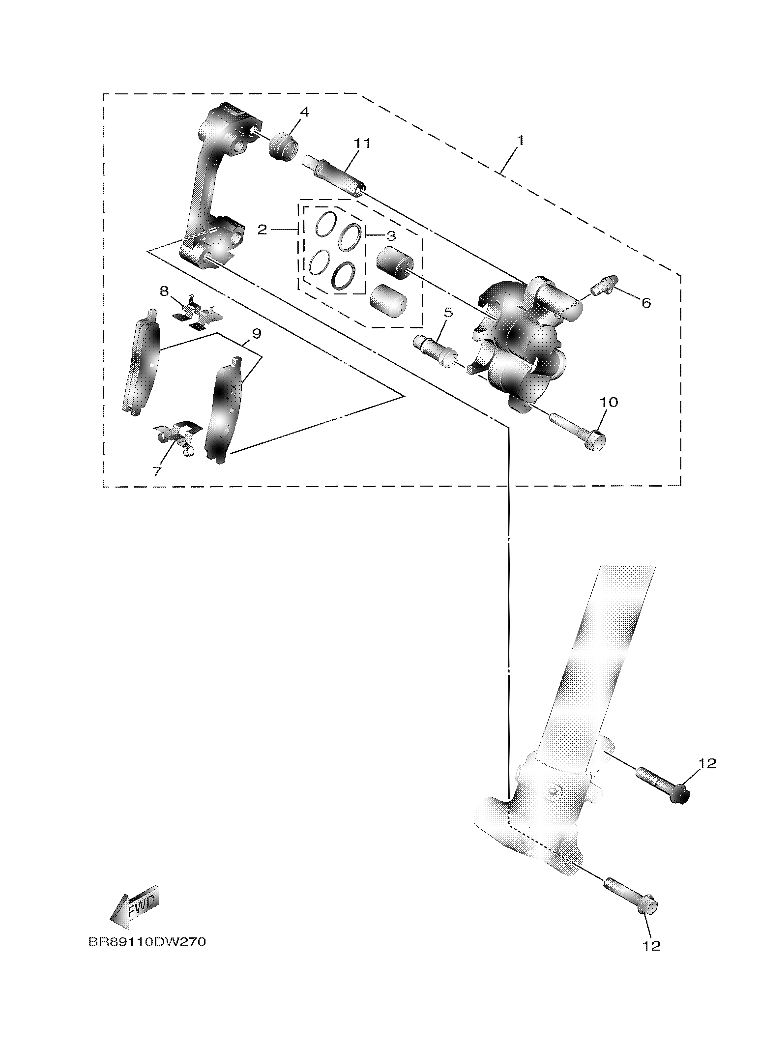 FRONT BRAKE CALIPER ภาพแยกชิ้นส่วน