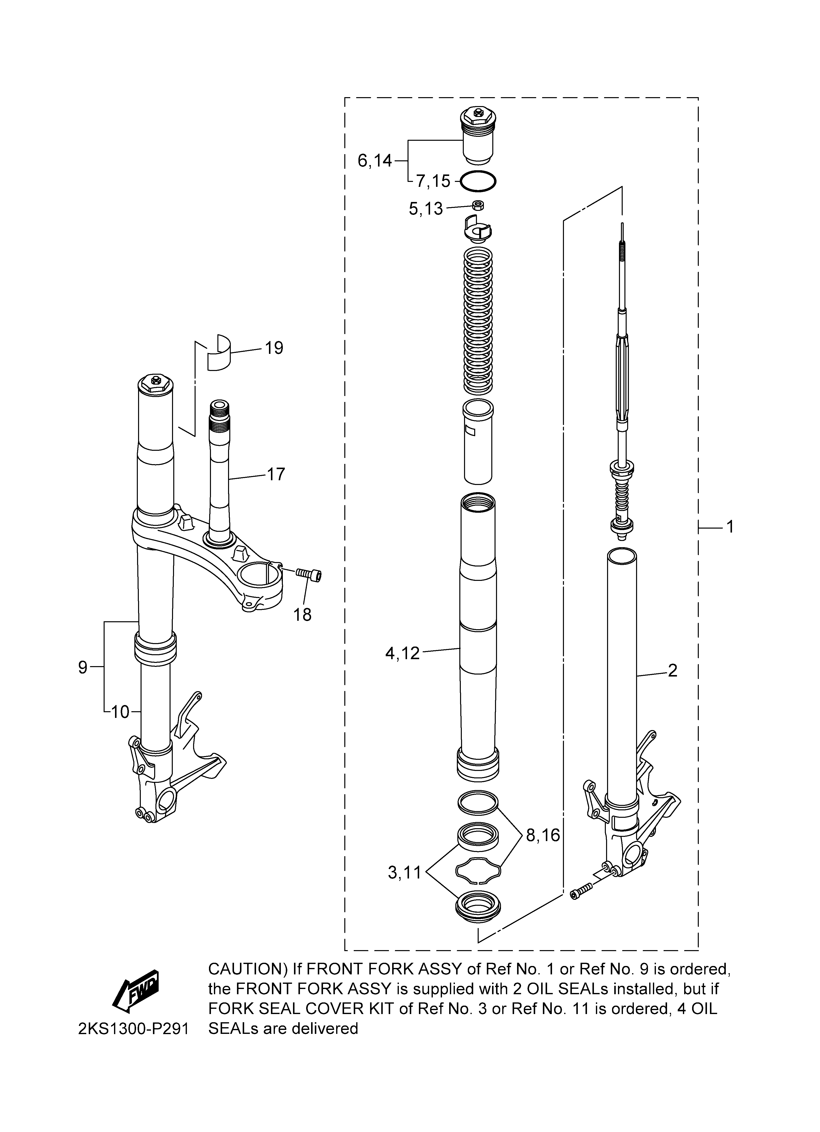 FRONT FORK Diagram terurai