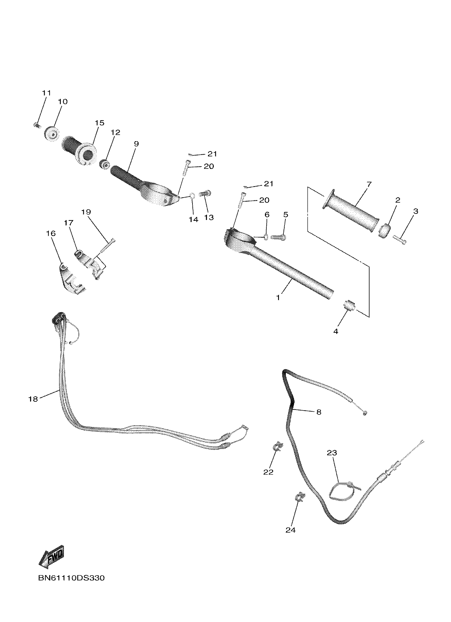 STEERING HANDLE & CABLE Sơ đồ tách chi tiết