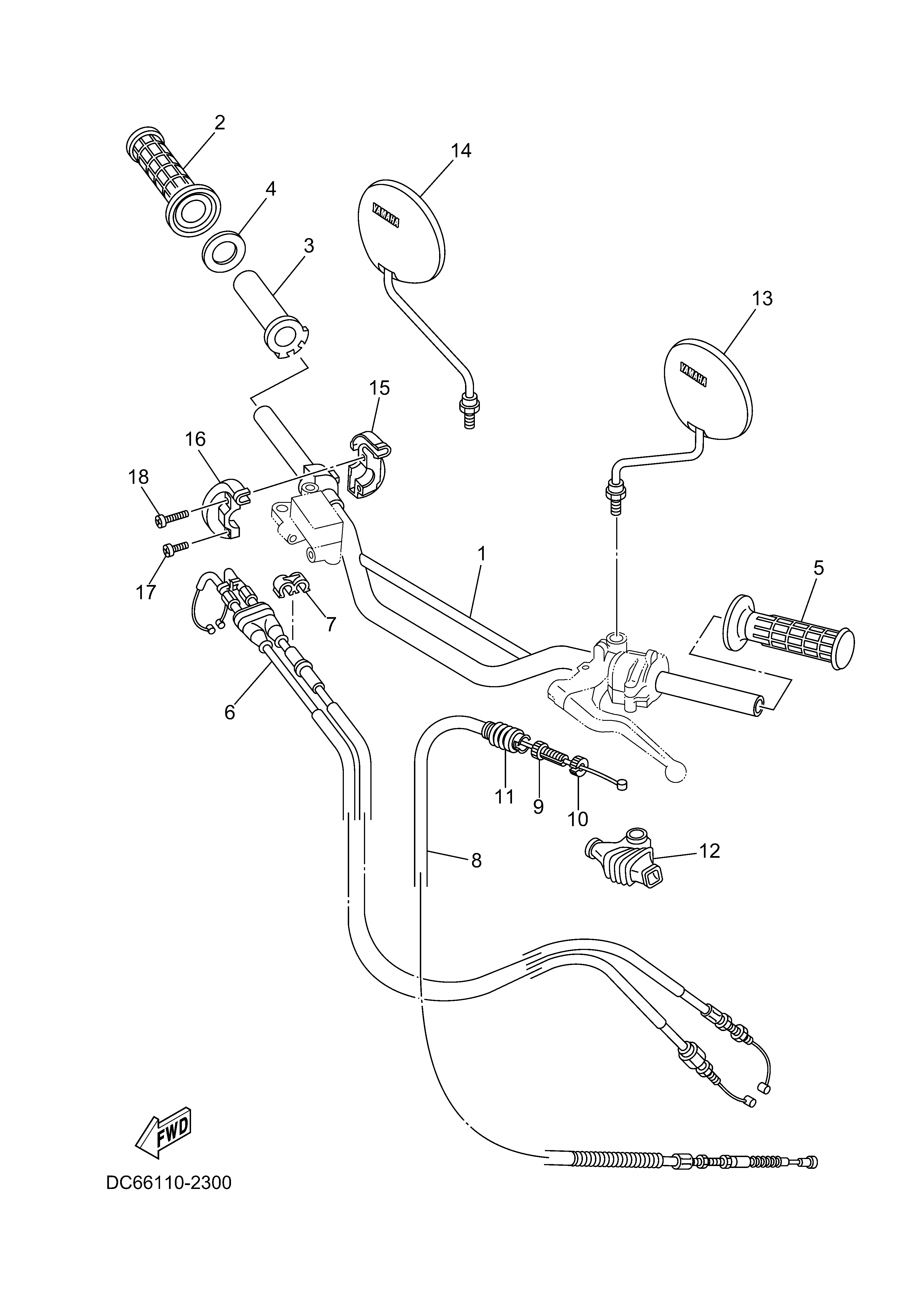 STEERING HANDLE & CABLE 爆炸图