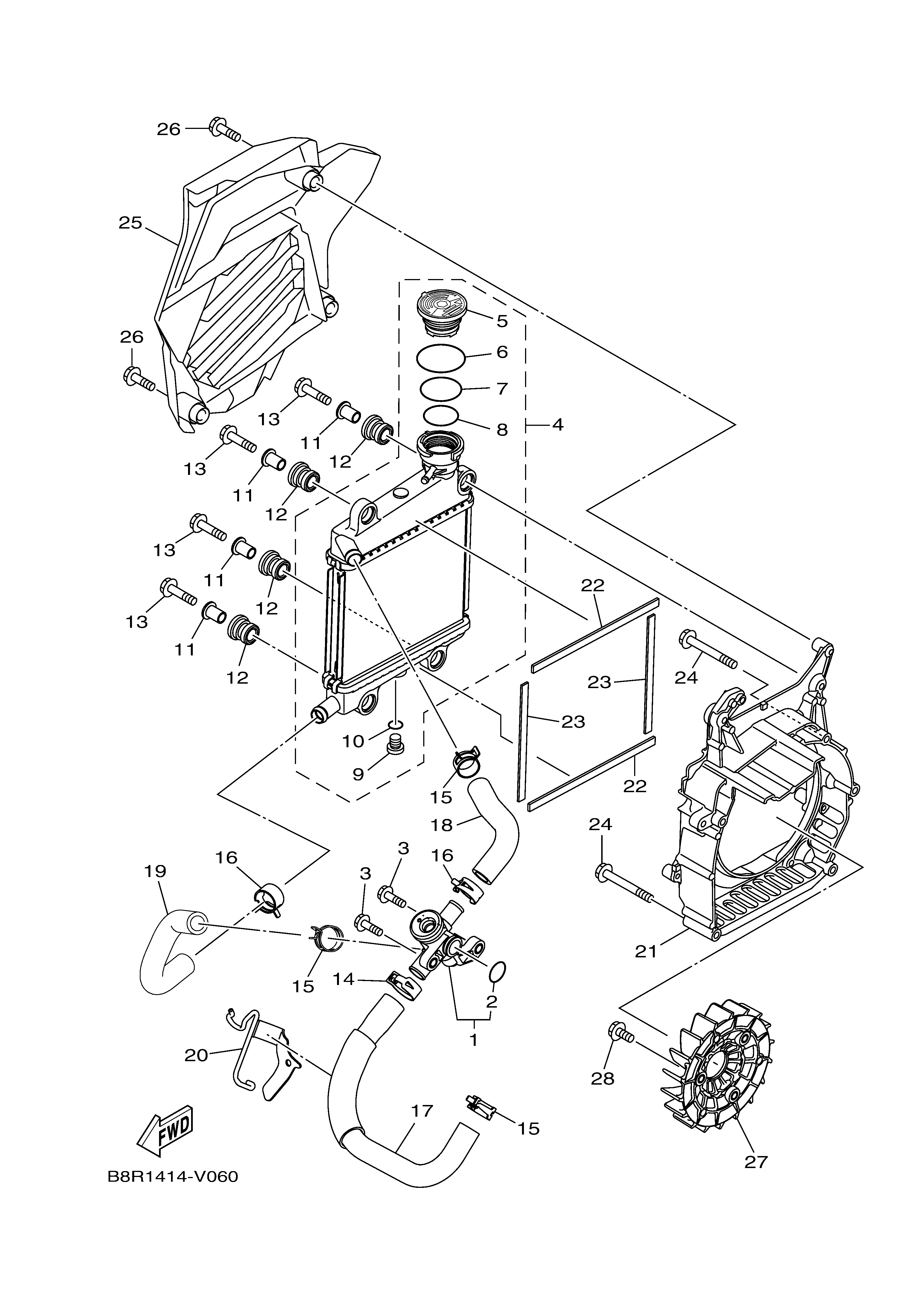 RADIATOR & HOSE Sơ đồ tách chi tiết