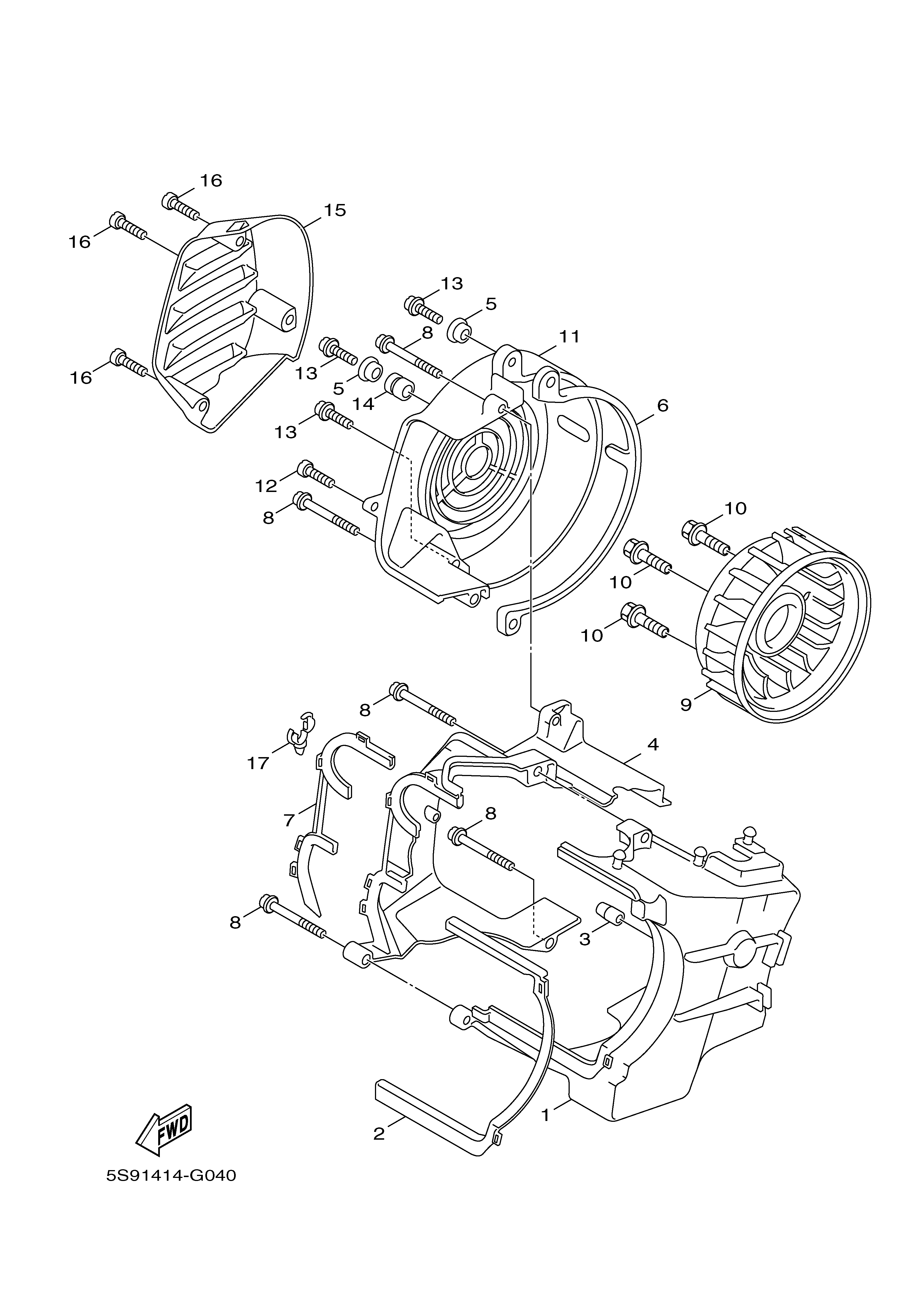 AIR SHROUD FAN Exploded diagrams