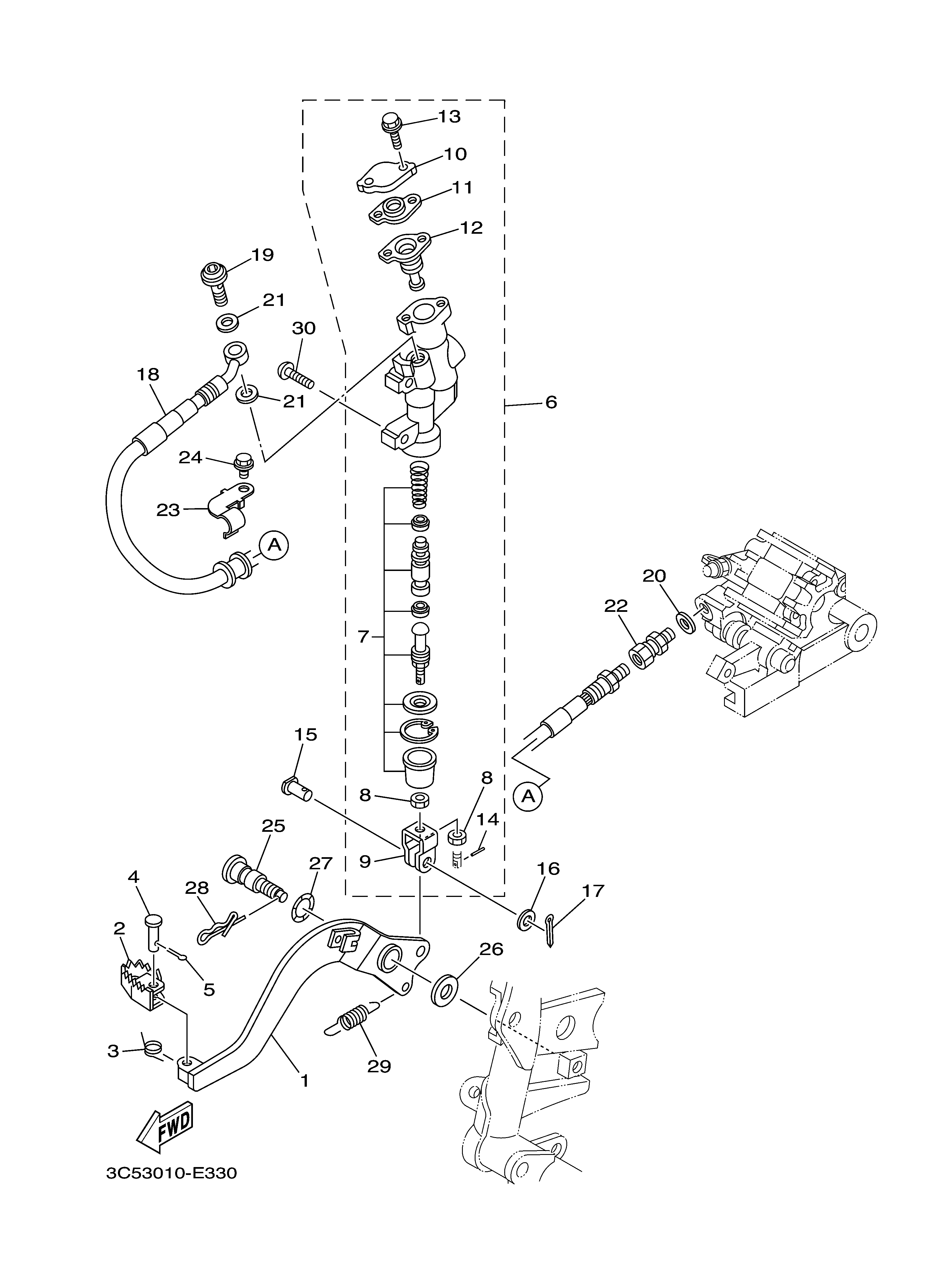 REAR MASTER CYLINDER ภาพแยกชิ้นส่วน