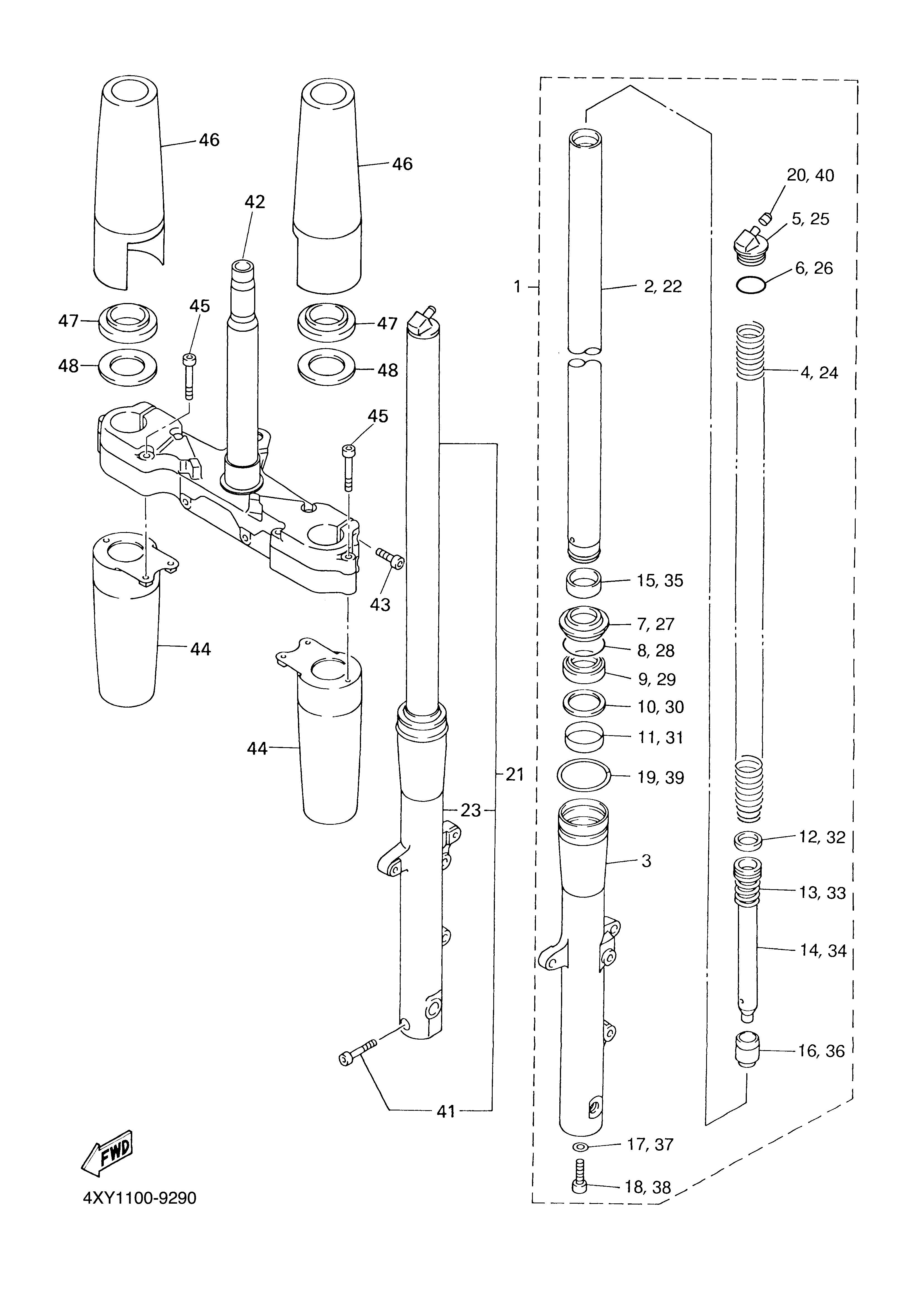 FRONT FORK ภาพแยกชิ้นส่วน